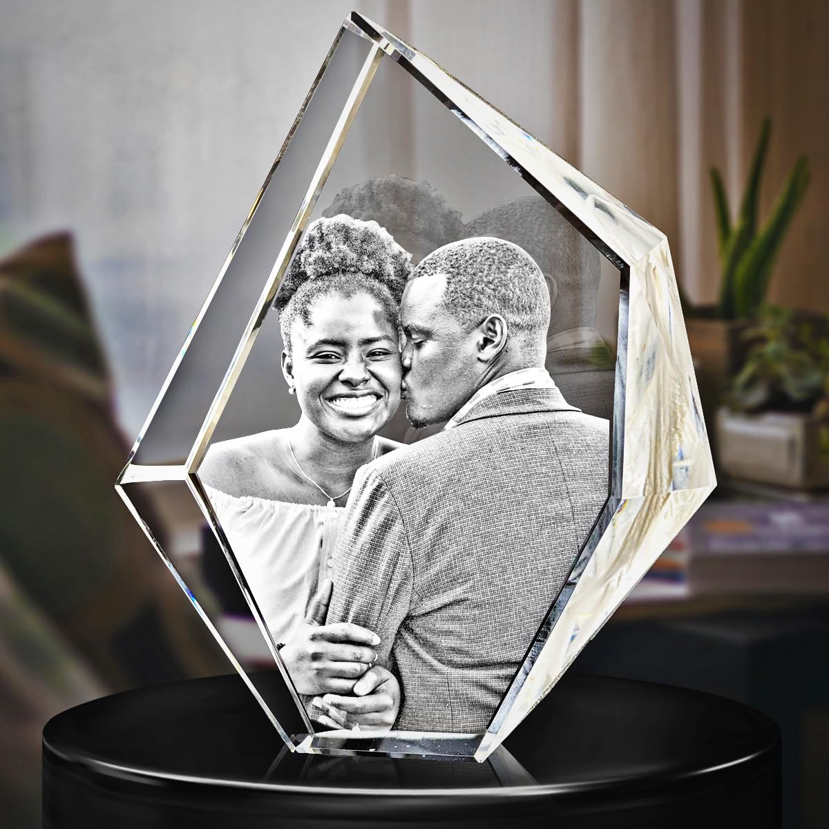 Custom 3D Laser Engraved Crystal Gift - Personalized Prestige Keepsake for Birthdays, Anniversaries, Weddings, Valentine's Day, Christmas, Graduation, Mother's Day & Father's Day - Perfect Memorial Gift for Home & Office Decor (Medium Size)