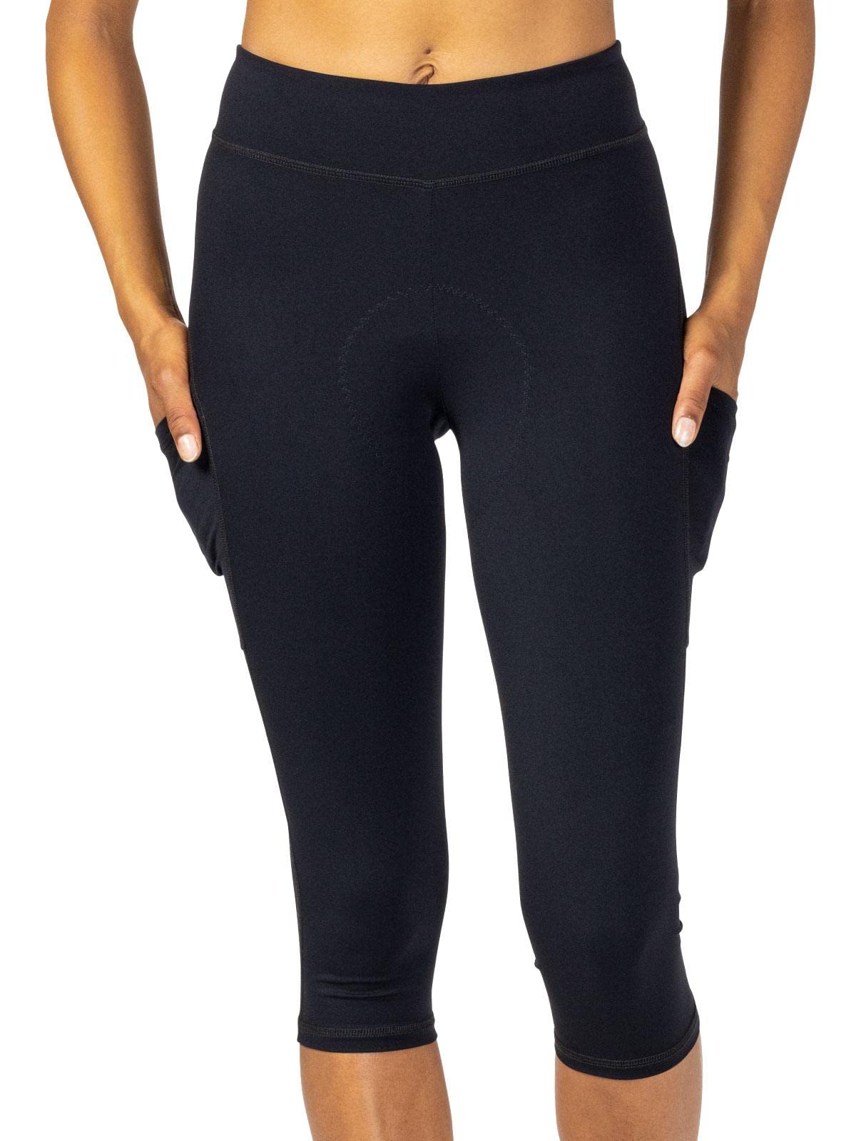 **Women's Terry Bike Pants - High Waisted Padded Cycling Capris, 20