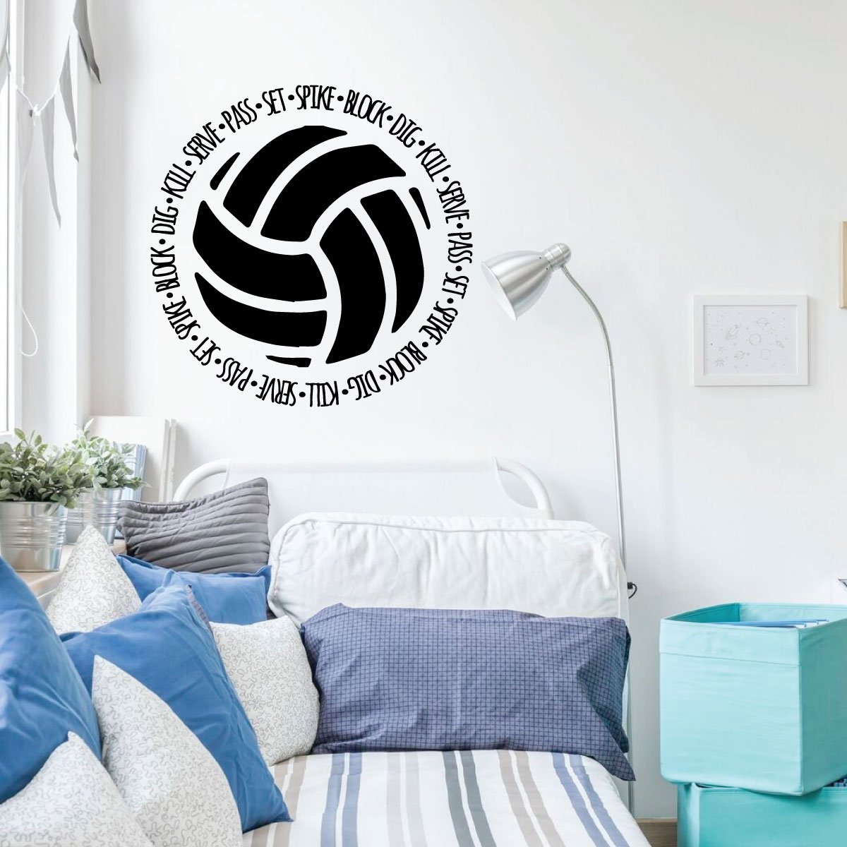 Volleyball Wall Decal - Motivational Vinyl Art Sticker for Sports Bedroom & Playroom Decor - Perfect for Kids' Room, Game Room & Sports Themed Spaces