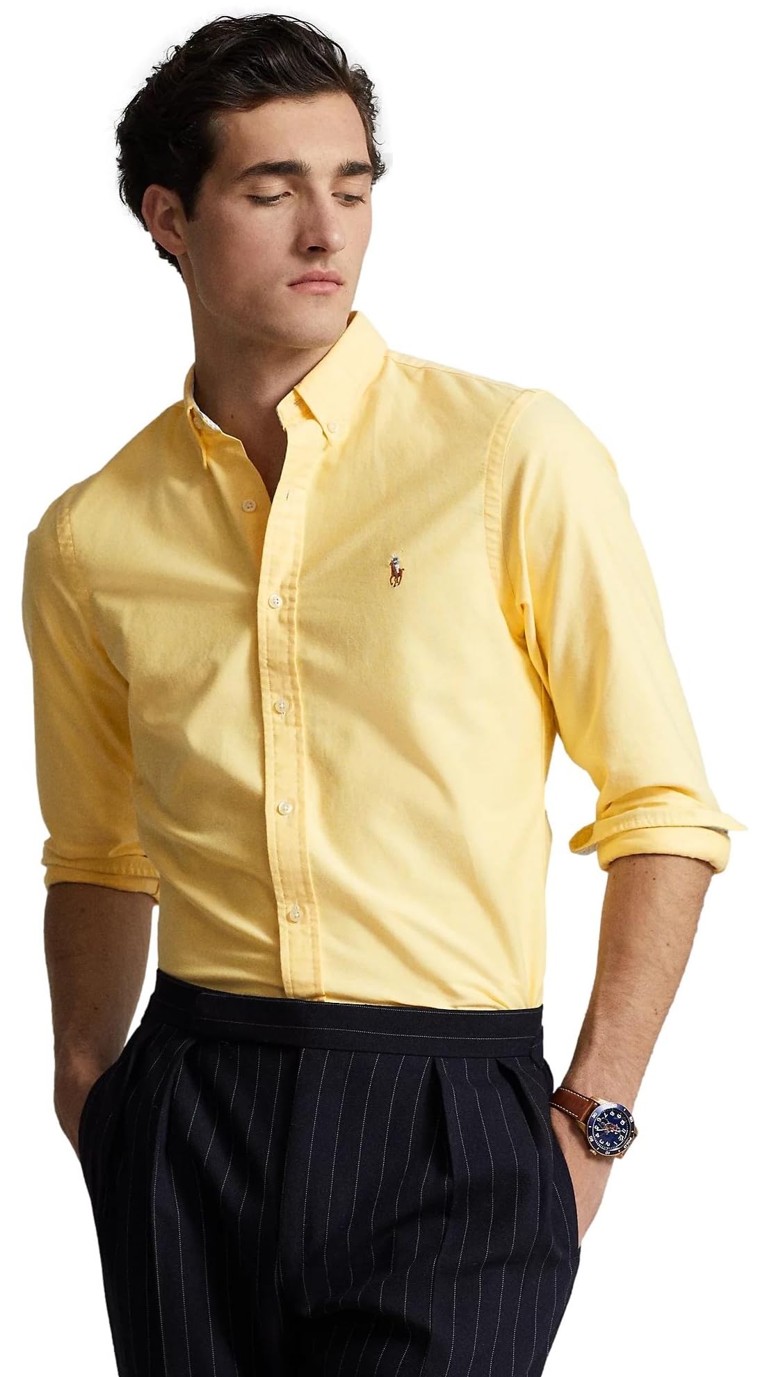 POLO RALPH LAUREN Men's Slim Fit Long Sleeve Oxford Dress Shirt - Premium Button Down Shirt for Business, Office & Formal Occasions