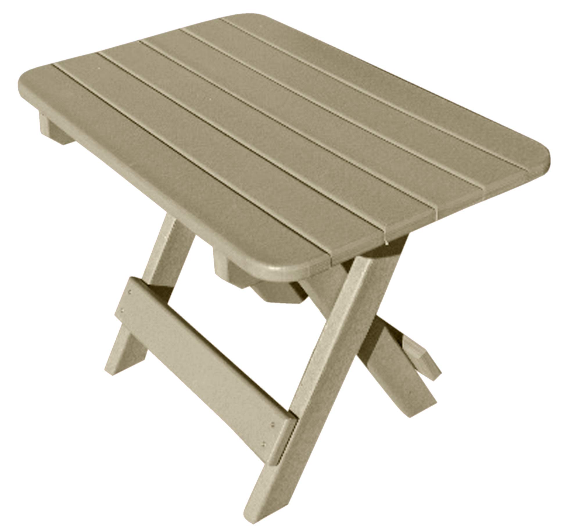 Phat Tommy Folding Outdoor Patio Side Table - Weather-Resistant Poly Adirondack Side Table for Patio, Deck, Balcony or Garden - Perfect for Outdoor Dining, Lounging and Entertaining (Weatherwood Finish)