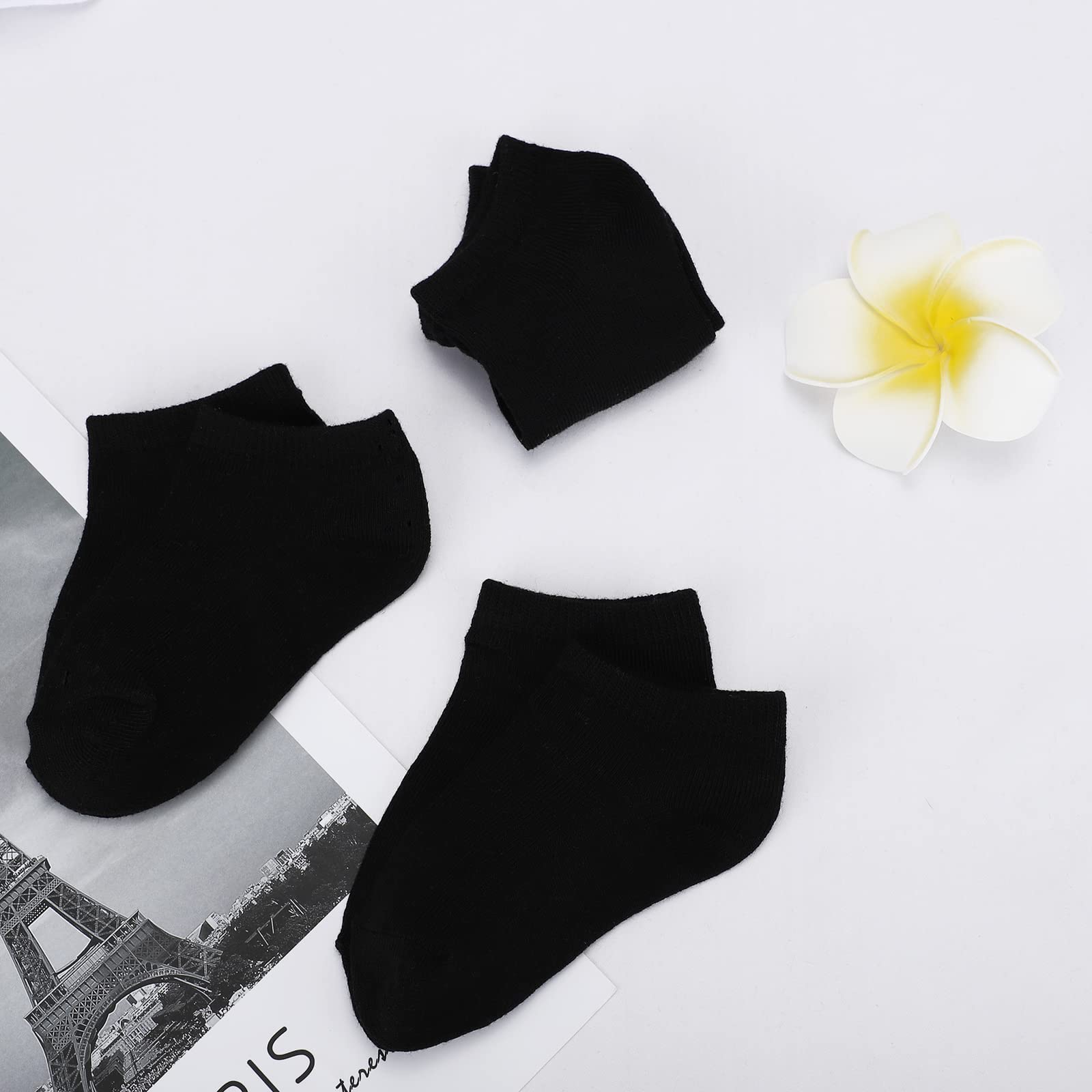 BOOPH 12 Pairs Kids Ankle Socks for Boys & Girls - Low Cut Half Cushion Athletic Socks for Running, Sports & Everyday Wear - Soft Breathable Cotton Blend (Sizes 4-8)