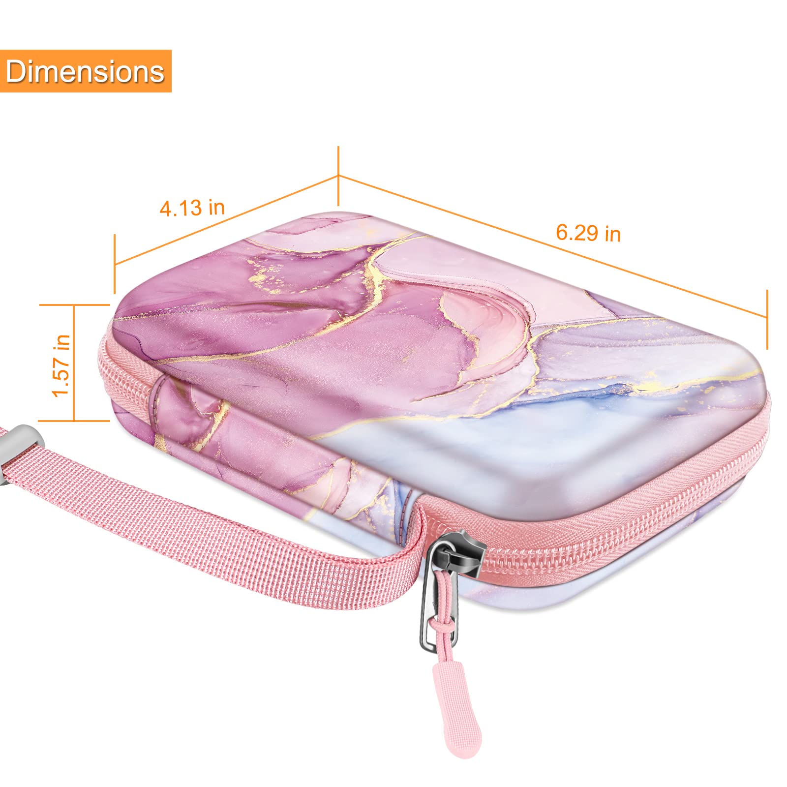 Fintie Shockproof Hard Shell Carrying Case for Fujifilm Instax Mini Link 3/2, HP Sprocket Select/Plus, Canon Ivy CLIQ 2/CLIQ+2 Instant Photo Printers - Dreamy Marble Design | Perfect for Travel, Home Storage & Photo Printing Parties