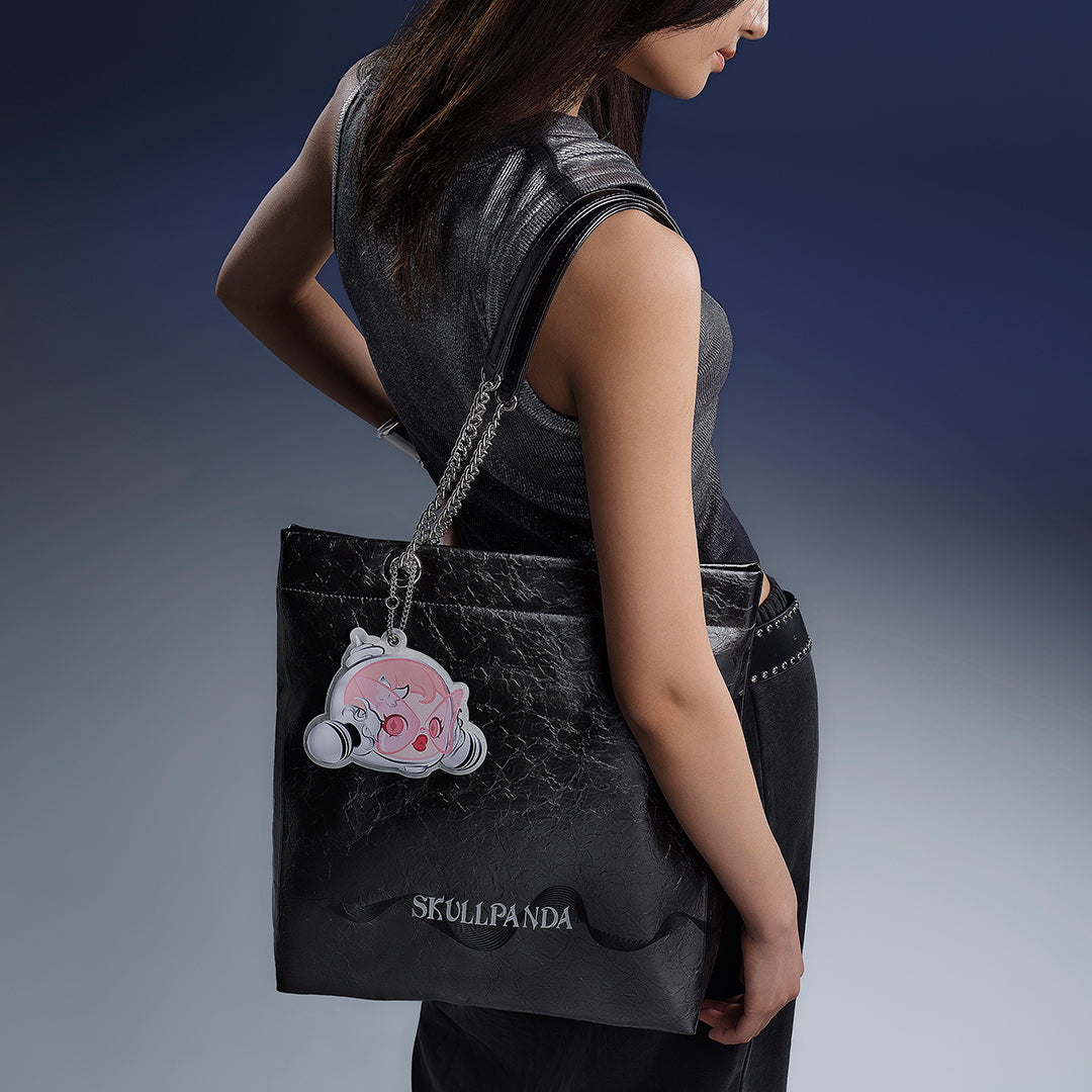 POP MART SKULLPANDA The Sound Series Canvas Tote Bag - Stylish Unisex Shoulder Bag for Music Lovers, College Students & Festival Goers