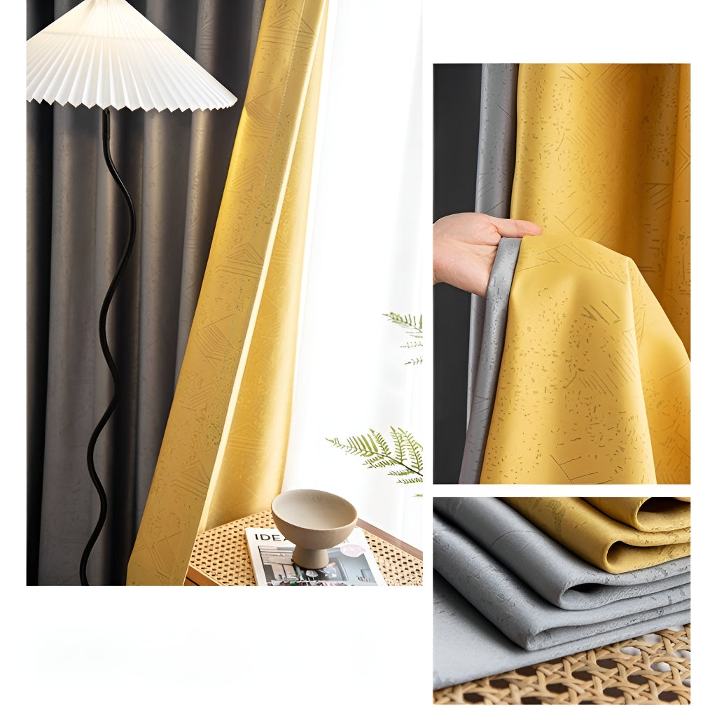 Custom Daphne Color Blocking Thermal Blackout Curtains for Bedroom & Living Room - Energy Efficient & Noise Reducing Window Treatments