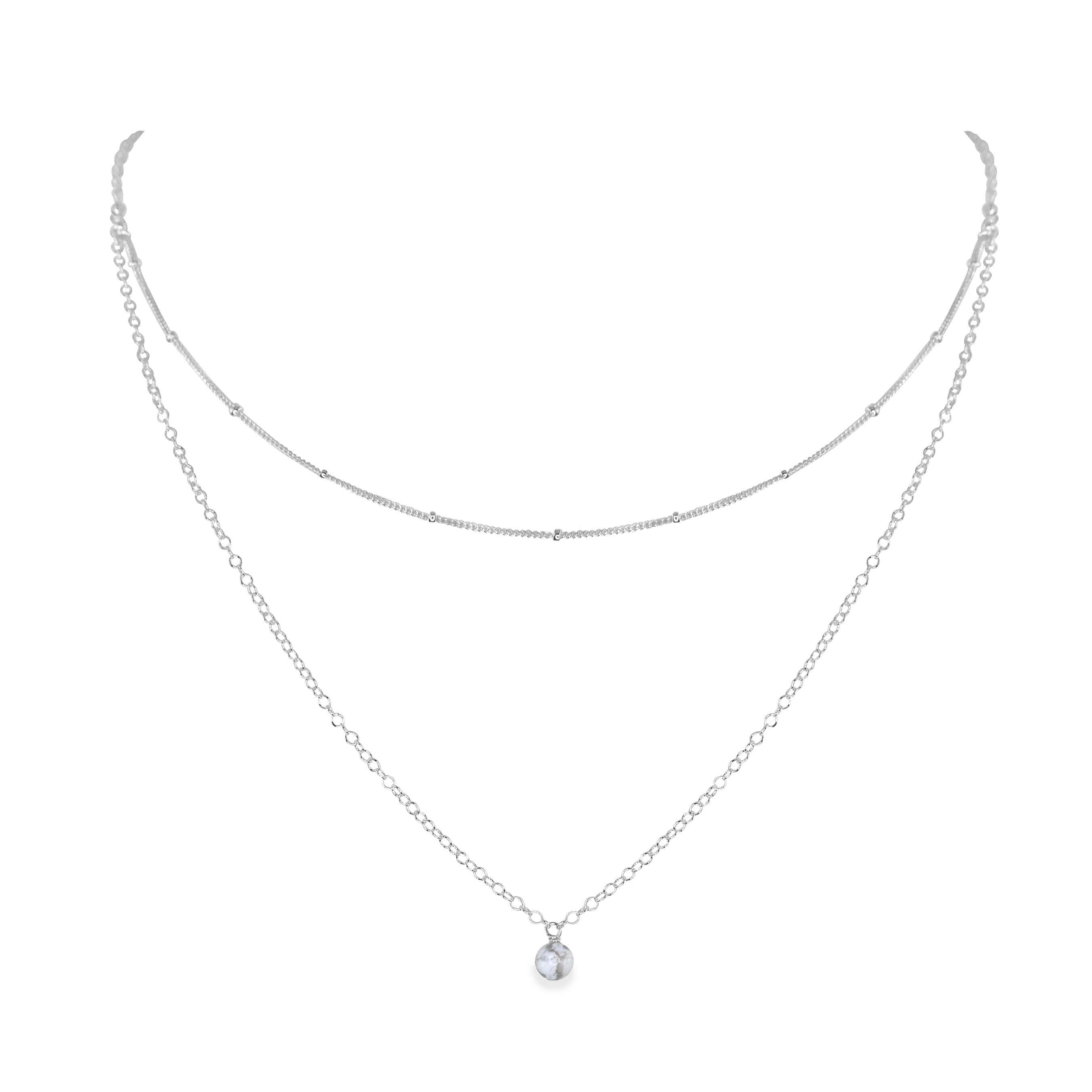 White Howlite Gemstone Layered Choker Necklace - Dainty Chain Necklace for Women, Boho Jewelry Gift for Her | Perfect for Yoga, Meditation & Spiritual Healing