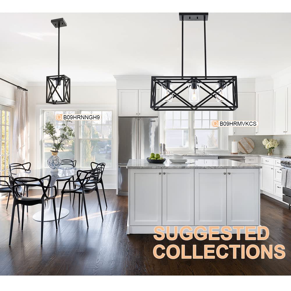 3-Lights Black Kitchen Island Pendant Lighting, Modern Dining Room Chandelier with Clear Glass Shades - Perfect for Kitchen Counter, Breakfast Bar, and Dining Table Lighting