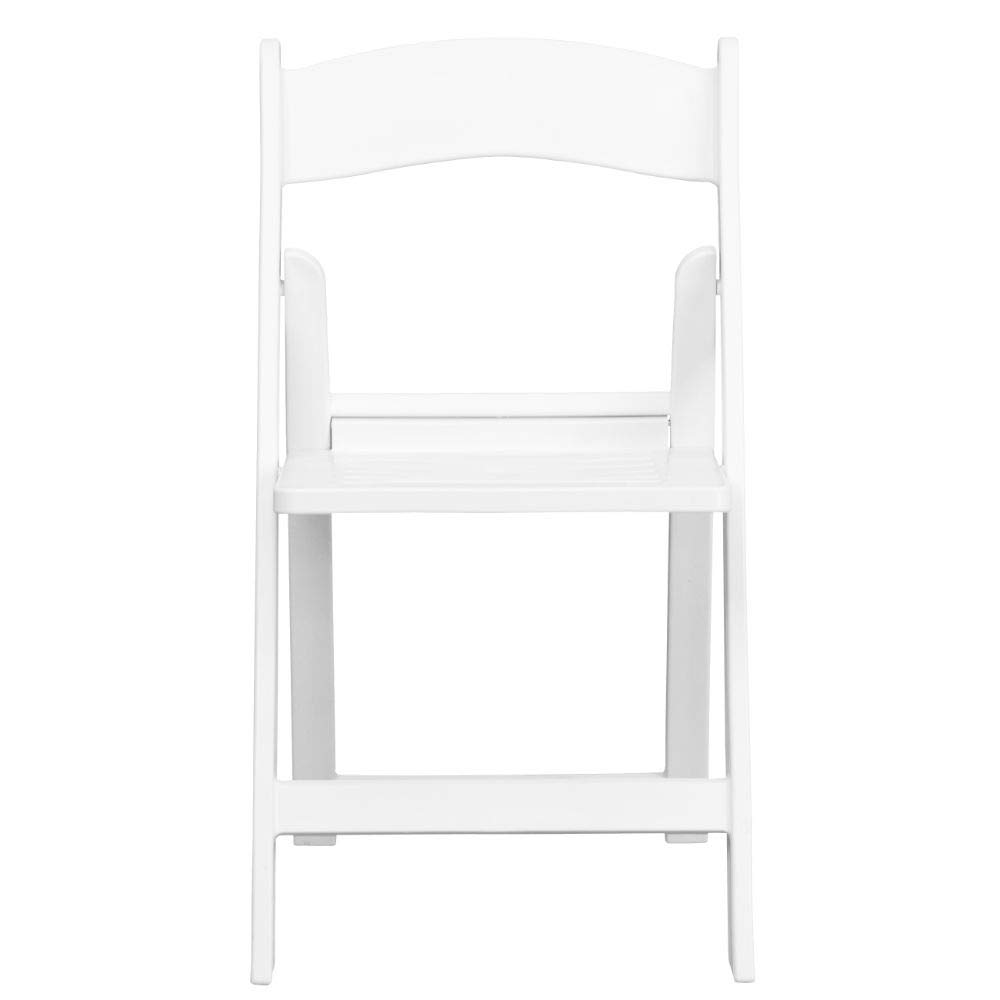 Flash Furniture 2-Pack HERCULES Series 800 lb Capacity White Resin Folding Chairs with Slatted Seat - Heavy Duty Outdoor & Indoor Chairs for Events, Parties, Weddings, and Camping