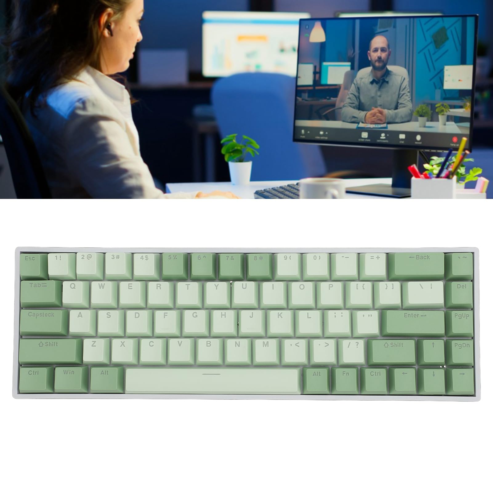 Vikye 68-Key Mechanical Gaming Keyboard - Hot Swappable Blue Switch, 3 Connection Modes (Bluetooth/Wired/2.4G), RGB Backlit for Windows PC & Mac - Perfect for Typing, Gaming & Office Work