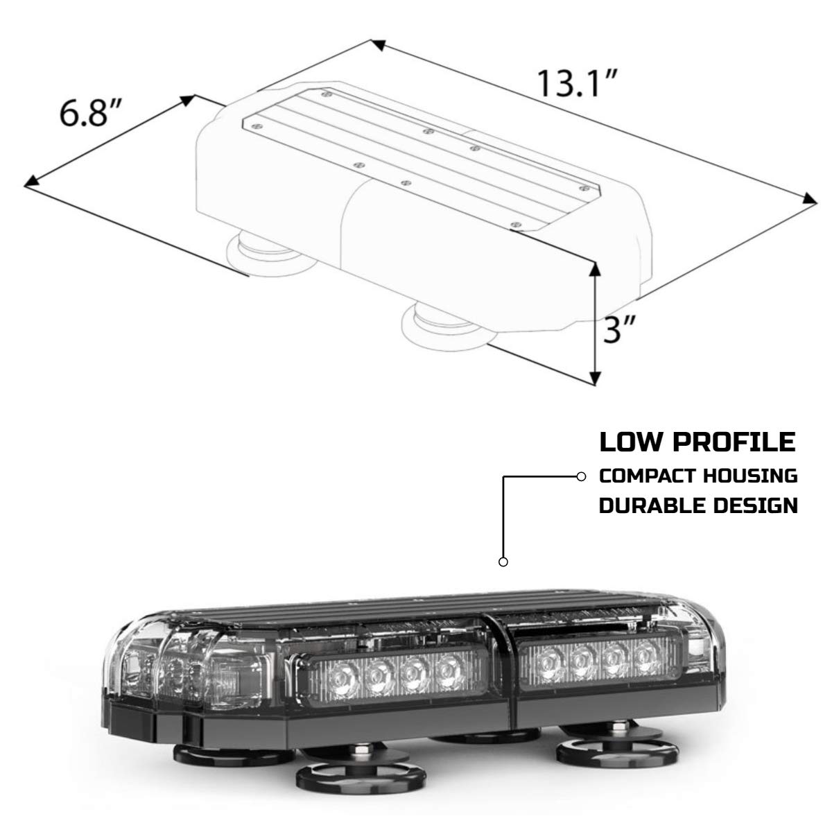 SpeedTech Lights Mini 14 72W LED Strobe Light Bar - Amber/Yellow Magnetic Roof Mount for Trucks, Cars, Plows & Emergency Vehicles - Ideal for Road Safety, Construction Zones & Night Visibility