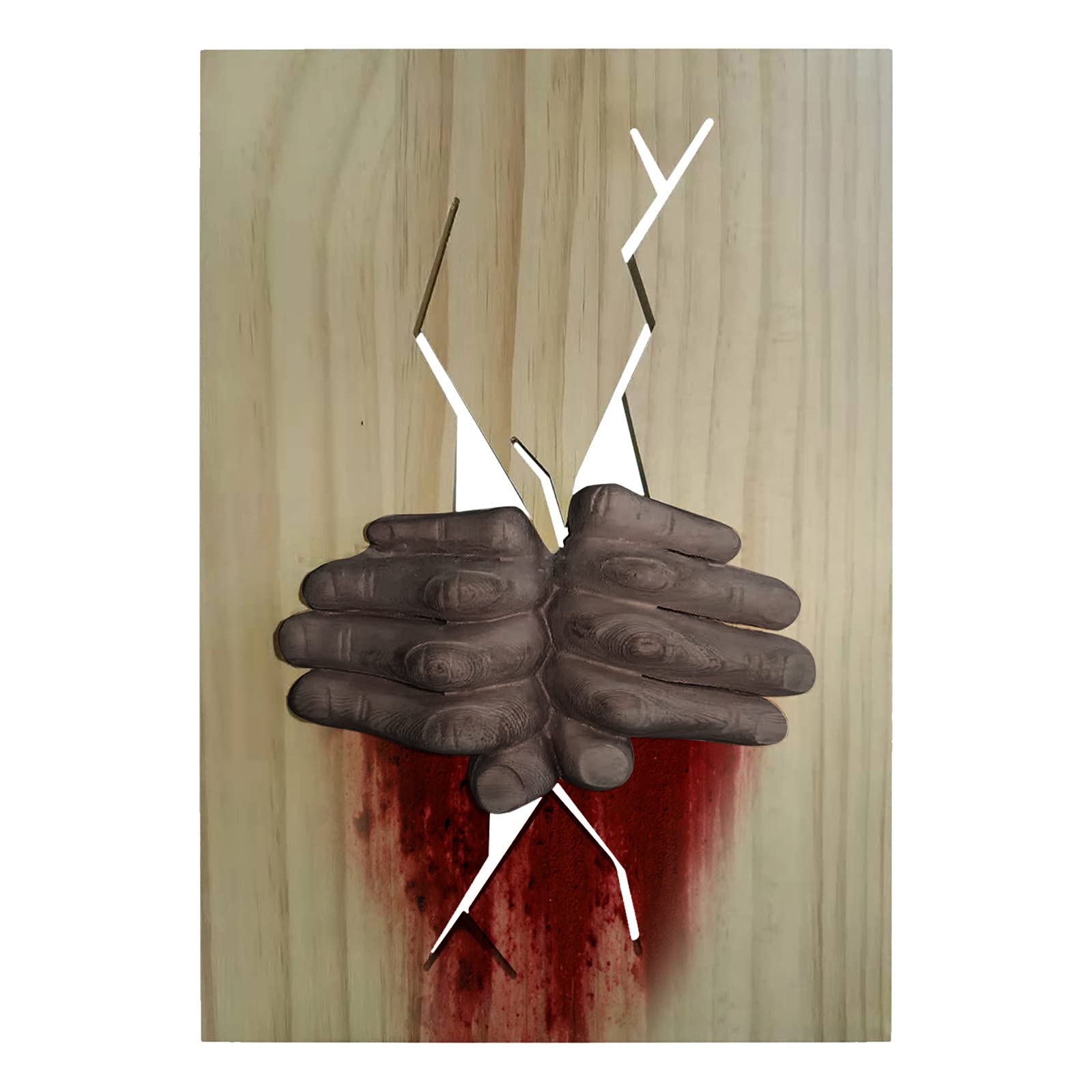 Pstuiky Fun Wooden Ghost Hand Wall Hanging - Handmade Halloween Home Decor for Indoor & Outdoor, Perfect for Spooky Party, Haunted House, and Seasonal Decoration