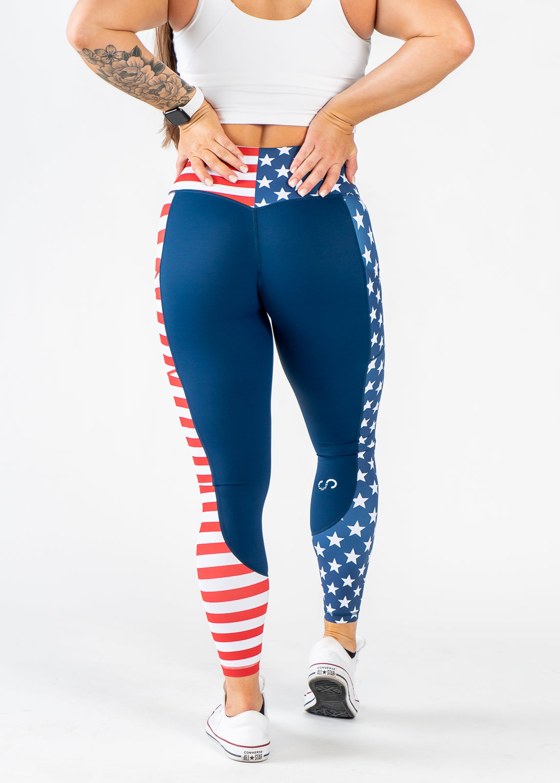 Red, White & Badass Patriotic Leggings with Pockets - Stars & Stripes Design | Perfect for 4th of July, Workouts & Everyday Comfort