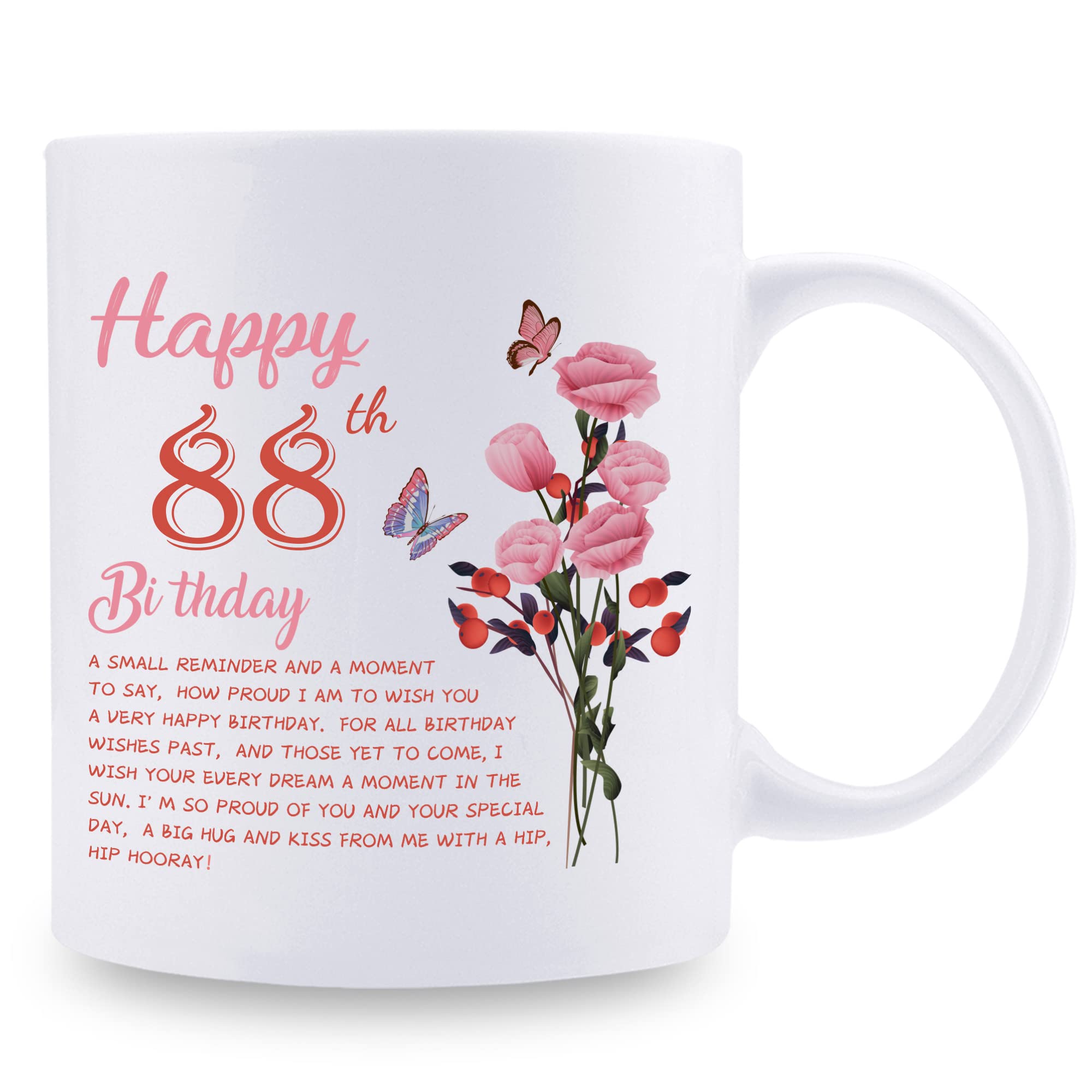 88th Birthday Gifts for Women - Happy 88th Birthday Coffee Mug for Grandma, Mom, Friend, Sister, Aunt & Coworker - 11oz Ceramic Tea Cup - Perfect for Birthday Celebrations, Retirement Parties & Thoughtful Surprises