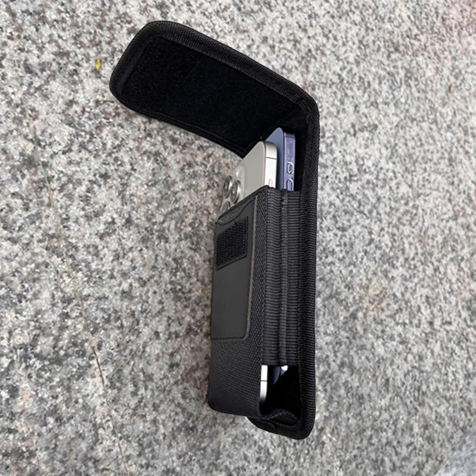 Vertical Dual Phone Holster Pouch with Belt Clip - 2 Phone Holder Case for iPhone 16/15/14/13/12/11 Pro Max & Samsung Galaxy A35/A55/S24/S23 Ultra Plus - Black - Perfect for Work, Travel & Outdoor Activities