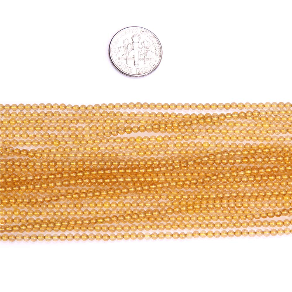 JOE FOREMAN 2mm Round Yellow Citrine Beads - 15