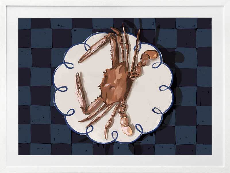 Deep Blue Crustacean Framed Art Print - Ocean Themed Wall Decor for Living Room, Bedroom & Office