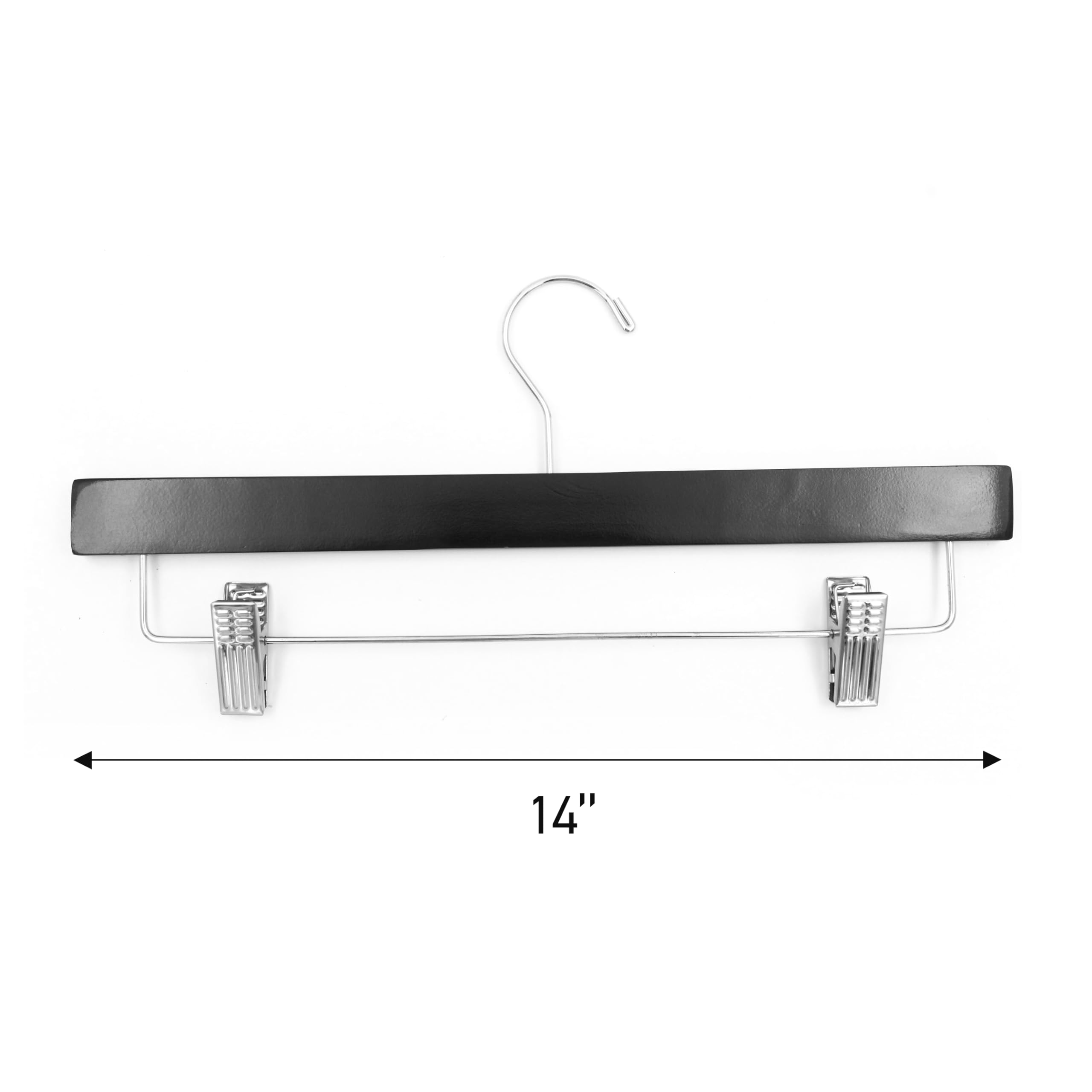 SSWBasics 14 Inch Black Wooden Skirt & Pants Hangers - Bulk Pack of 50 - Premium Closet Organizers for Dresses, Trousers & Uniforms - Space Saving Wardrobe Solution
