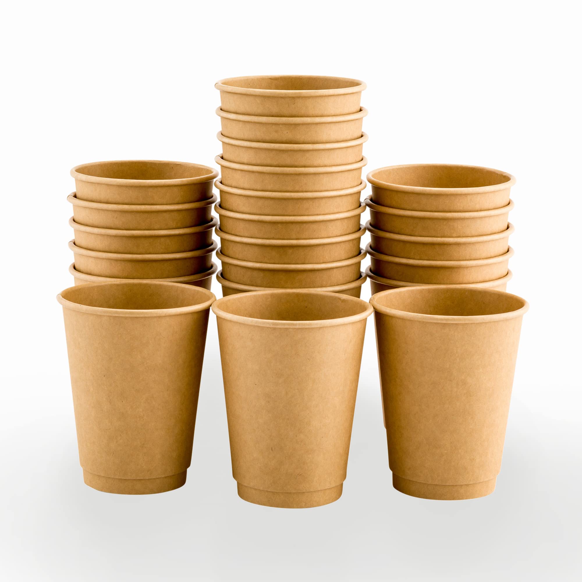 500 Pack 12oz Double Wall Insulated Disposable Coffee Cups - Eco-Friendly Kraft Paper Hot Cups for Coffee, Tea, Hot Chocolate (Lids Sold Separately) - Perfect for Cafes, Offices, and Home Use