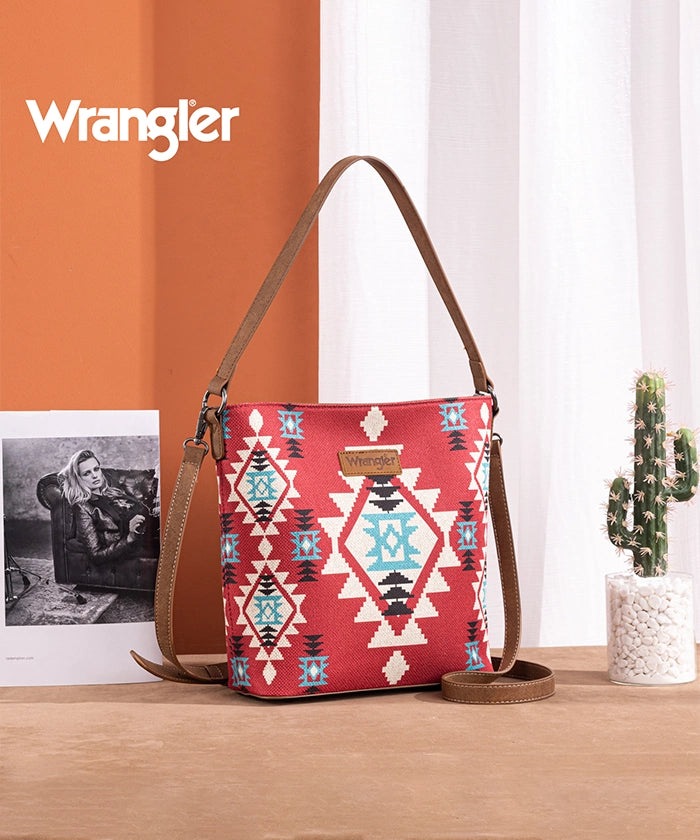Wrangler Dual-Sided Print Canvas Shoulder Bag for Men & Women - Stylish Crossbody Purse for Travel, Work, and Everyday Use