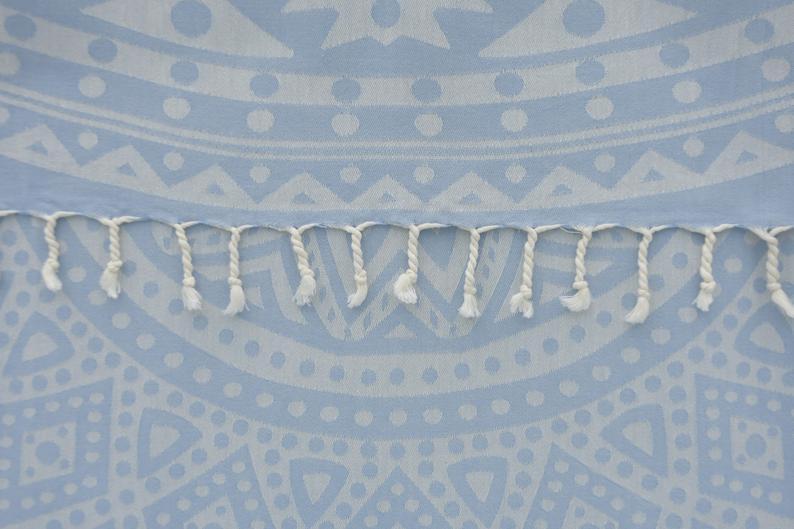 Soft Baby Blue Mandala 100% Cotton Bath Towel - Premium Absorbent & Quick-Drying for Spa, Beach, and Nursery Use