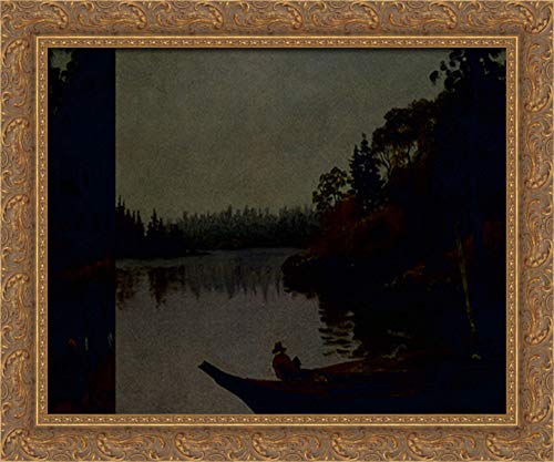 Albert Bierstadt Northwest Coast Fishing 24x20 Gold Ornate Wood Framed Canvas Art - Perfect for Living Room, Office & Coastal Home Decor
