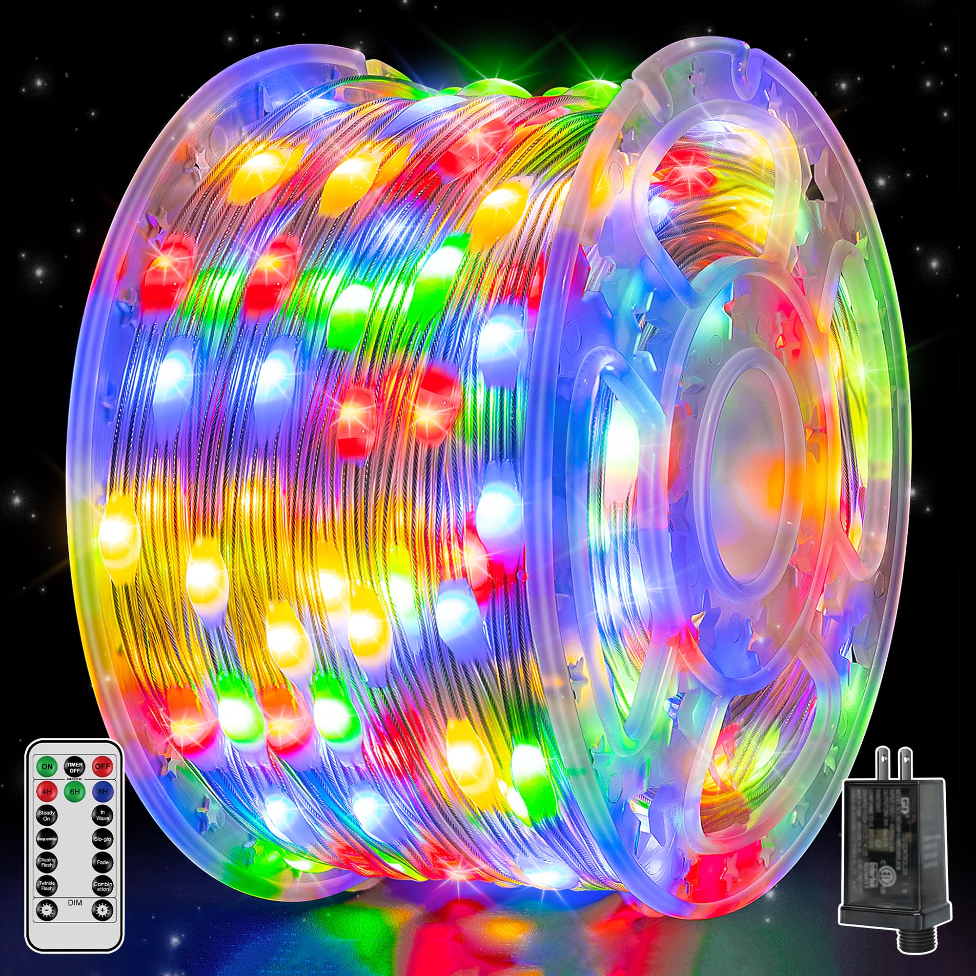 Shineshine 262FT 800LED Christmas Lights - IP67 Waterproof Plug-in String Lights with Remote Control, 8 Lighting Modes & 3 Timers, Dimmable Indoor/Outdoor Holiday Decor for Home, Garden, Party, Wedding (Multicolor)