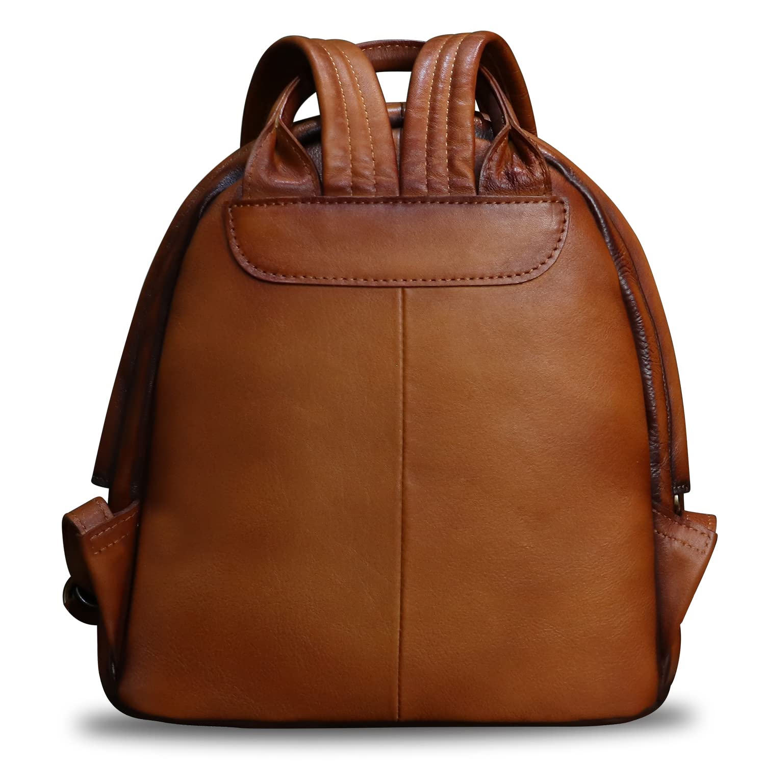 Genuine Leather Backpack Purse for Women - Retro Handmade Small Casual Rucksack Satchel Knapsack - Perfect for Work, Travel & Daily Use (Brown)
