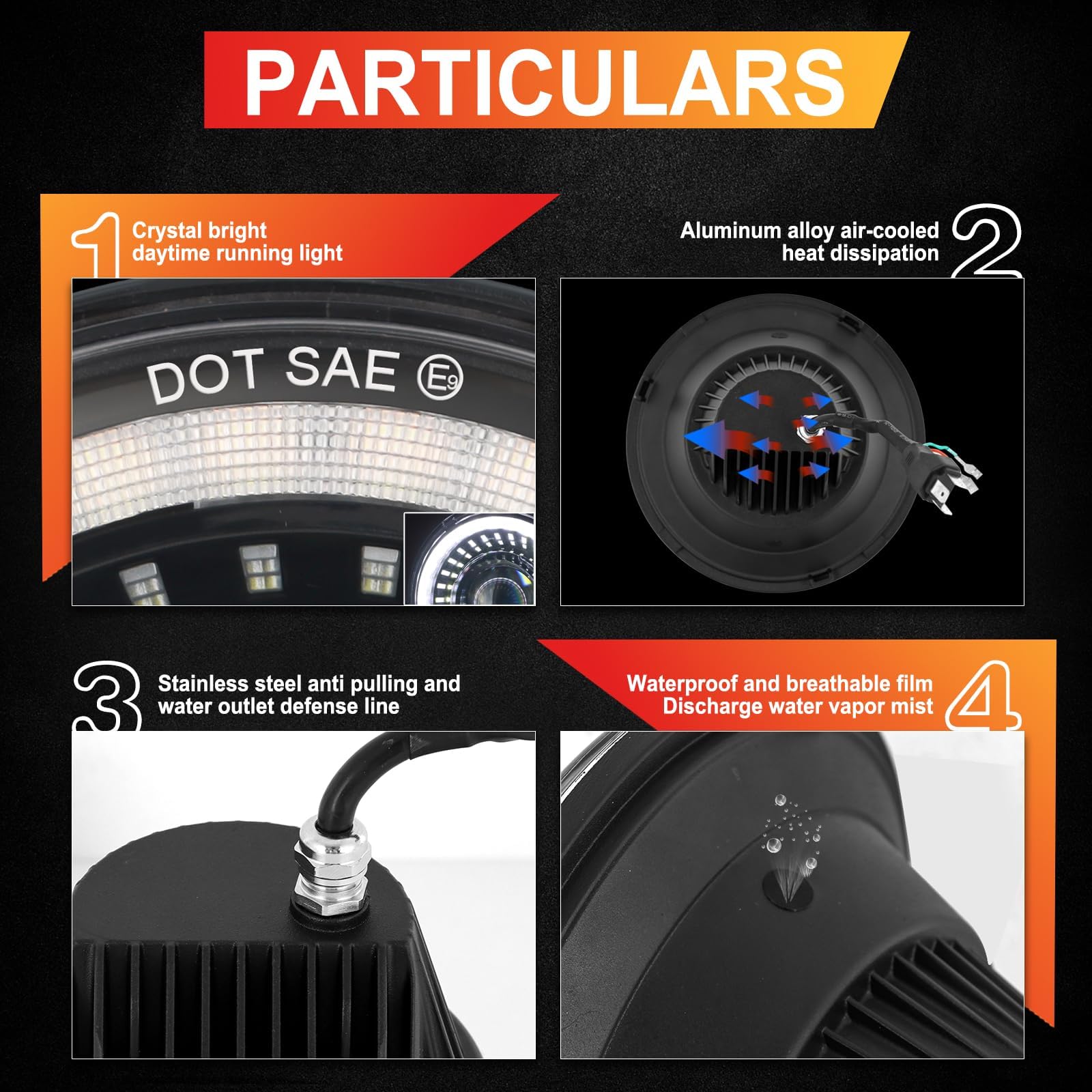 7 Inch LED Headlights for Jeep Wrangler JK JKU TJ CJ - DRL Start-up Gradient Welcome Halo, High/Low Beam with Turn Signal (H6024) - Perfect for Off-Roading & Night Driving