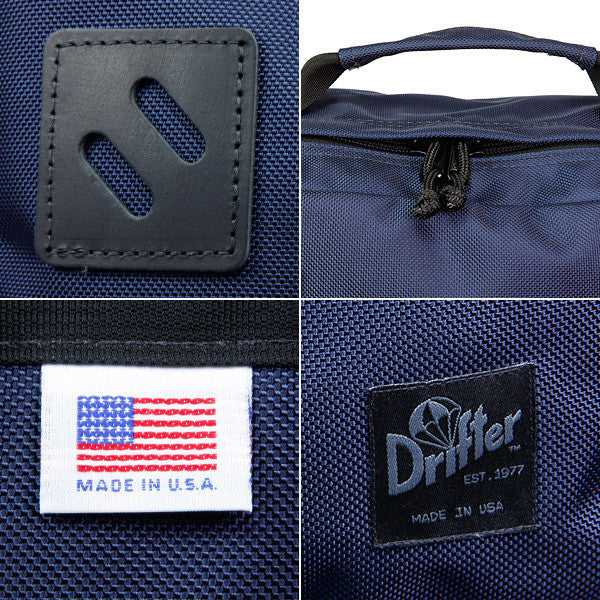 Drifter Square Pack Backpack - Navy & Black Leather - City Line - Made in USA - Perfect for Urban Commuting, Travel & Everyday Use