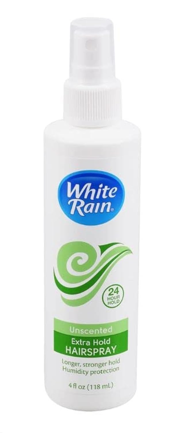 Extra Hold White Rain Hairspray 4oz (2-Pack) - Strong Hold for All-Day Styling, Perfect for Salon, Home & Travel Use