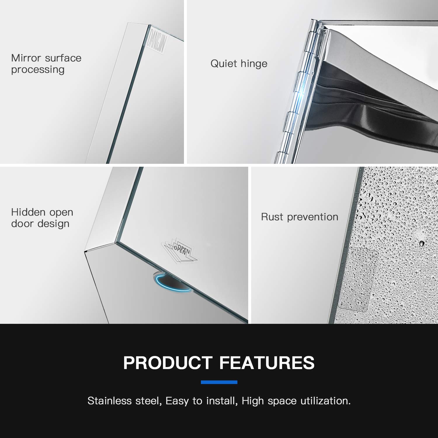 Wall Mount Corner Medicine Cabinet with Mirror - 24.2” x 12.8