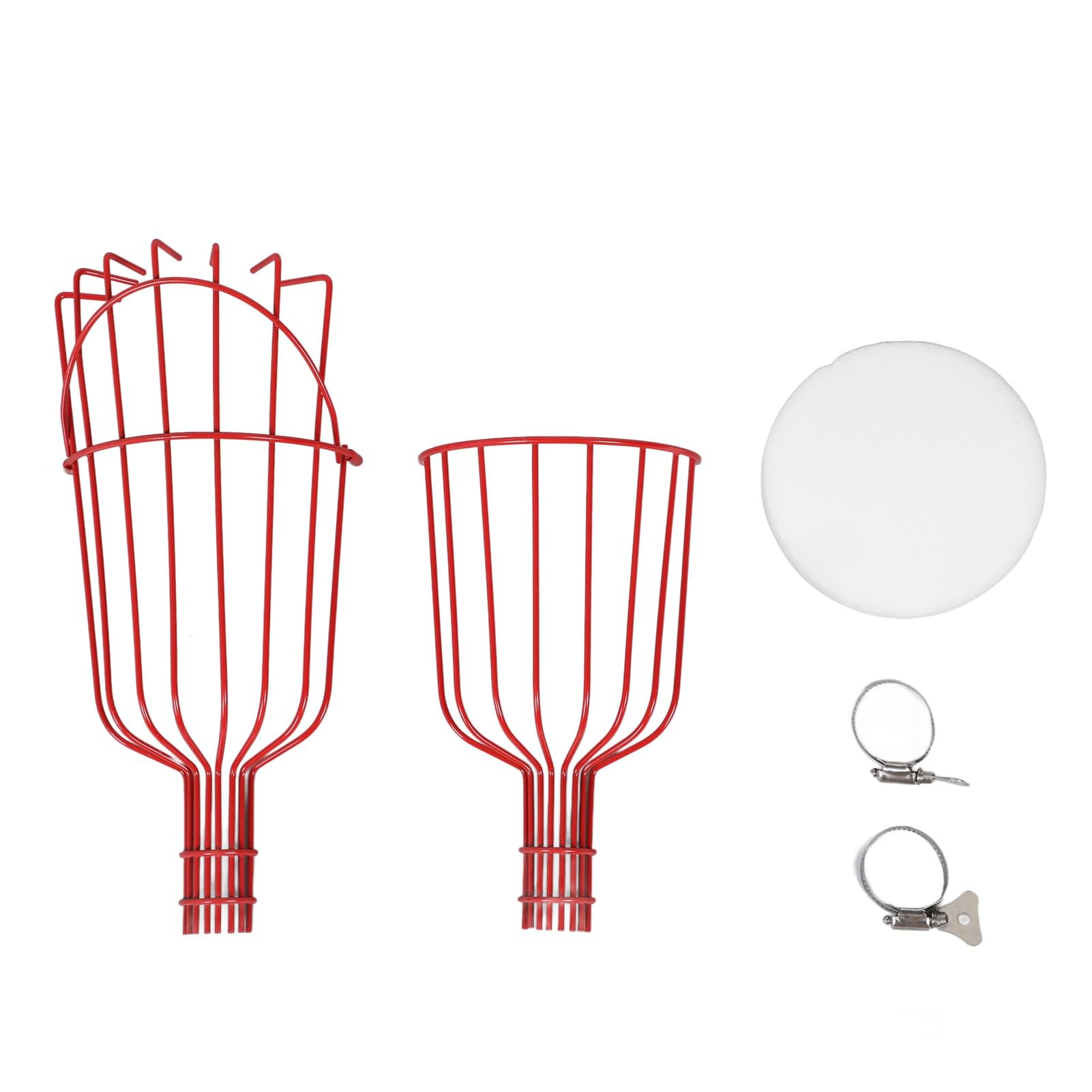 DAUZ Detachable Fruit Picker Basket - Rust-Resistant Harvesting Tool for Oranges, Pears & Apples | Perfect for Home Orchards, Farm Picking & Garden Harvesting (Red)