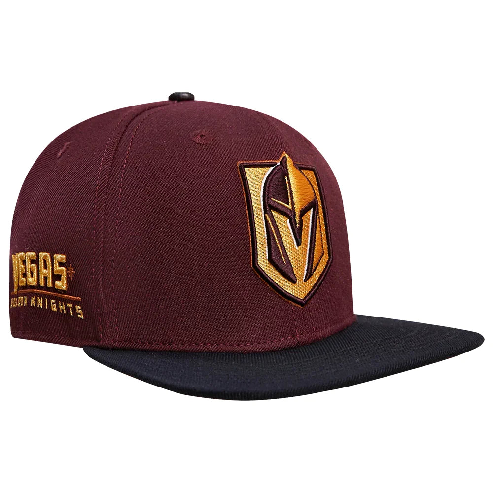 Pro Standard Vegas Golden Knights Two-Tone Burgundy & Gold Wool Snapback Hat | NHL Official Licensed Cap for Men & Women | Perfect for Games, Fan Gear & Casual Wear