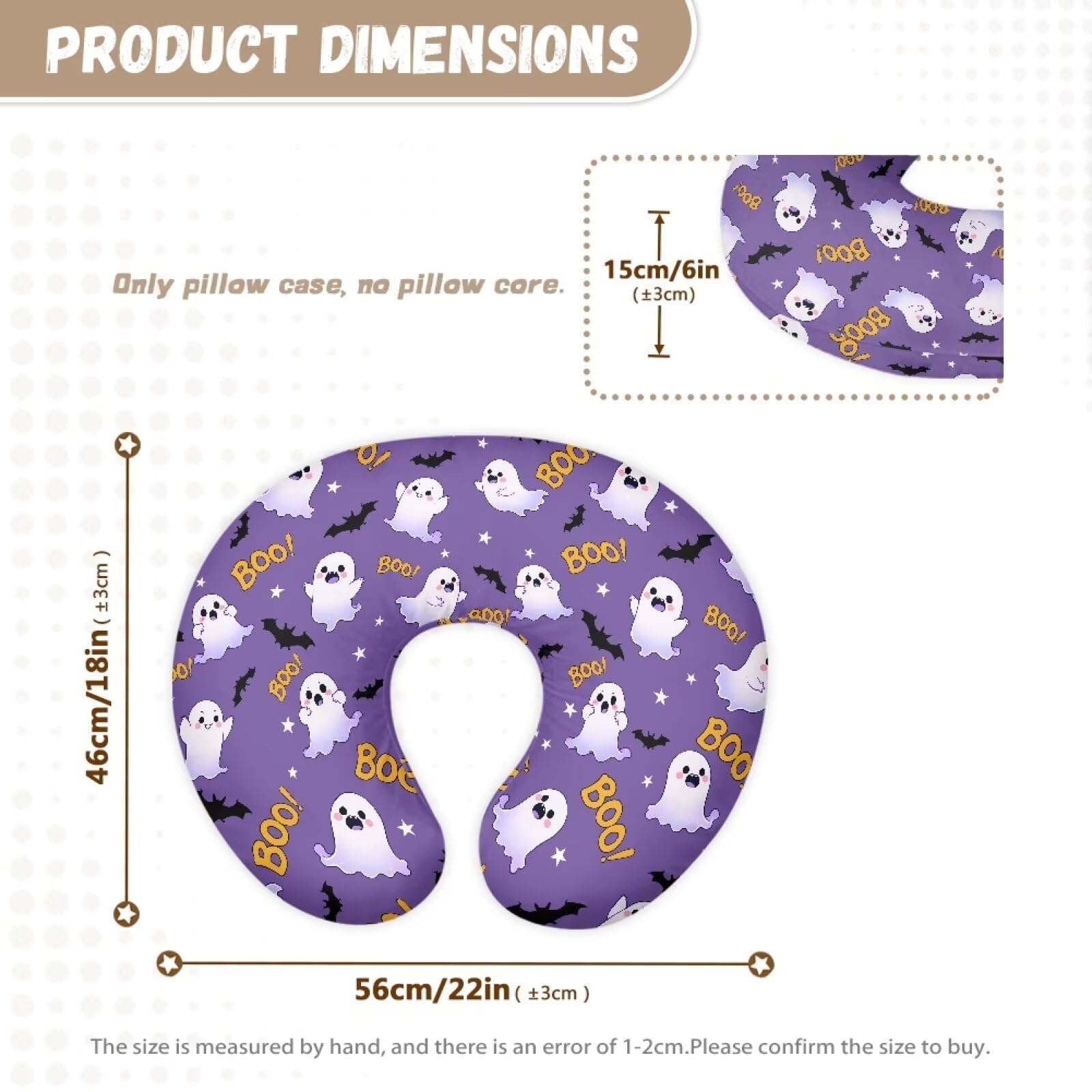 Halloween Ghost Bats Baby Nursing Pillow Cover - Soft Skin-Friendly Slipcover with Hidden Zipper for Newborns - Cute Boy & Girl Gift for Breastfeeding Support - Perfect for Halloween, Baby Showers and Nursery Decor