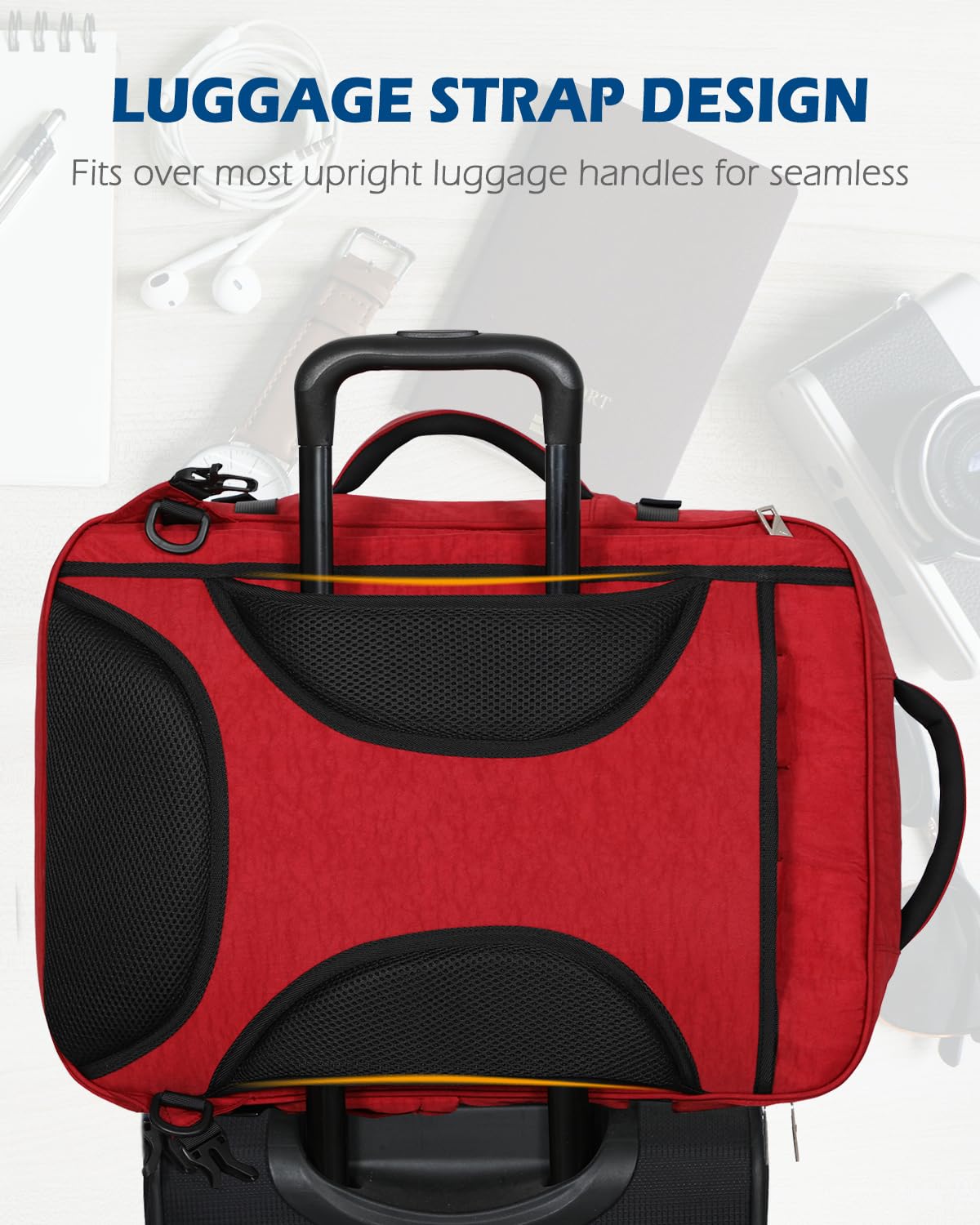 Hynes Eagle 44L Airline Approved Carry On Backpack for Men & Women - Large 17 Inch Laptop Travel Backpack, Nylon Weekender Overnight Bag (Red) - Perfect for Business Trips, College, Hiking & Air Travel
