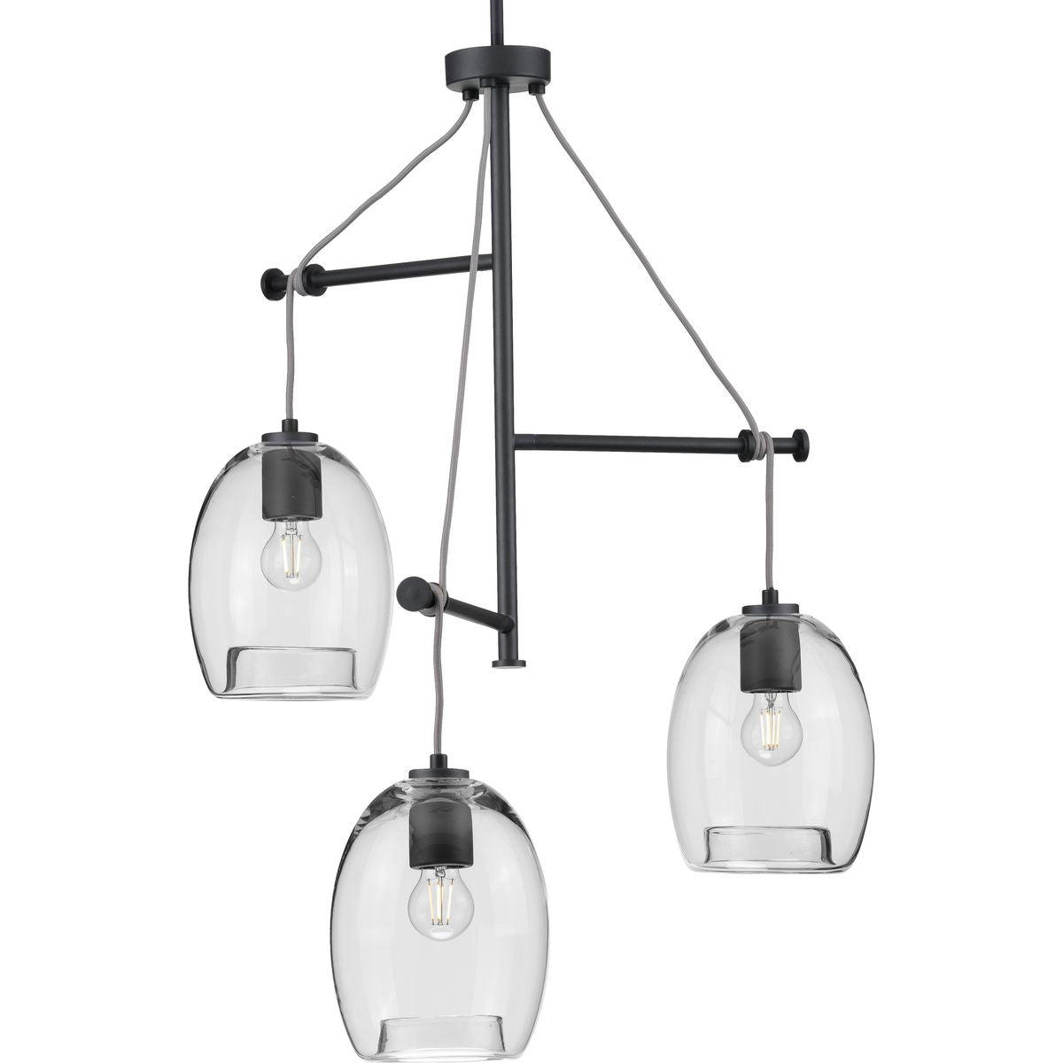 Caisson Collection Three Light Clear Glass Pendant Light - Modern Ceiling Fixture for Dining Room, Kitchen Island & Living Room Lighting