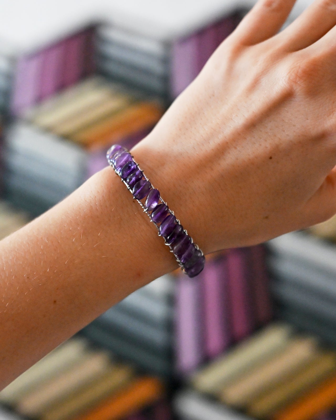 Natural Amethyst Crystal Bangle Bracelet for Women - Healing Stone Jewelry for Meditation, Yoga & Spiritual Gifts
