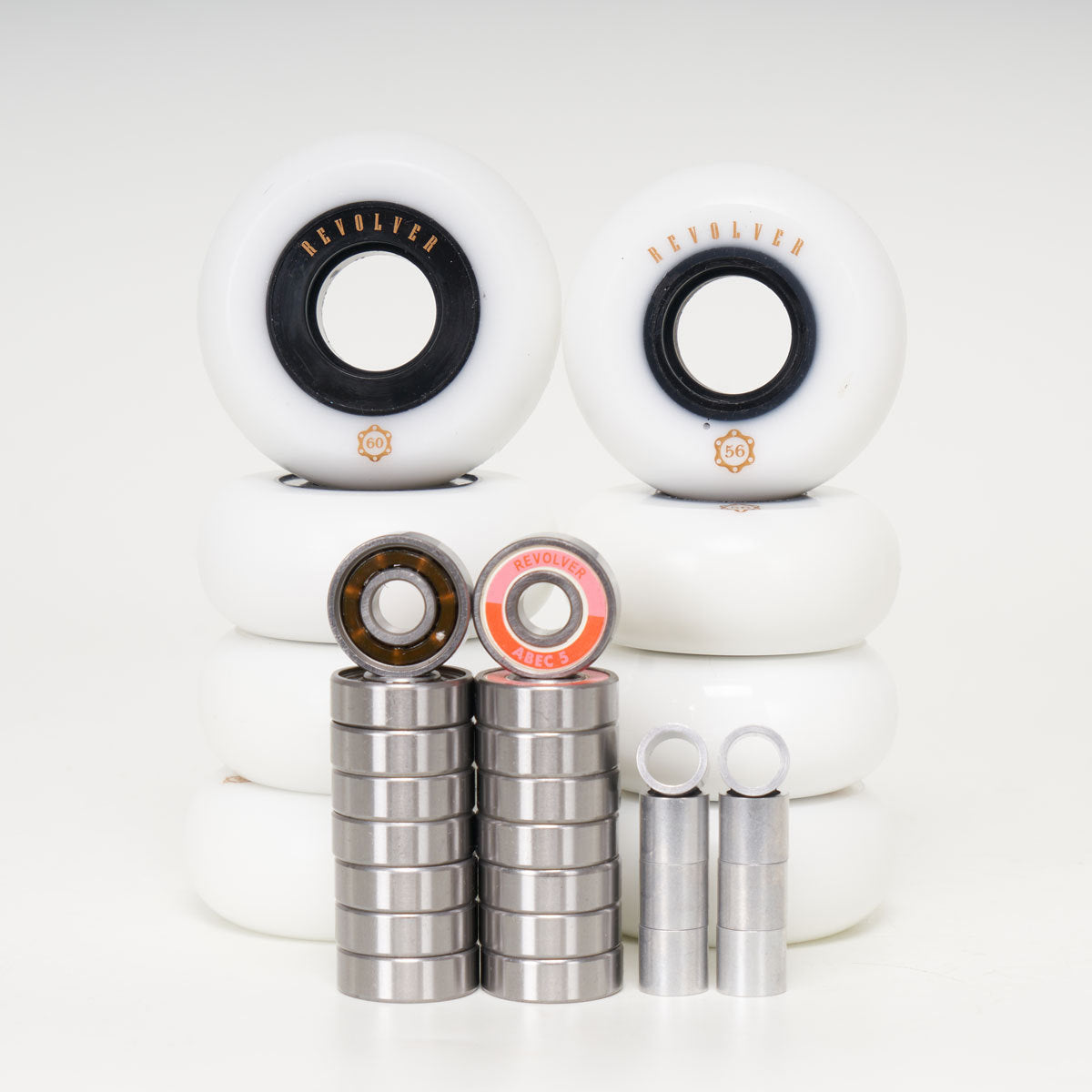 60mm & 56mm Complete Skateboard Wheel Set with Bearings & Spacers - 8 Pack for Smooth Rolling & Longboard Performance - Perfect for Street Skating, Cruising & Downhill Riding