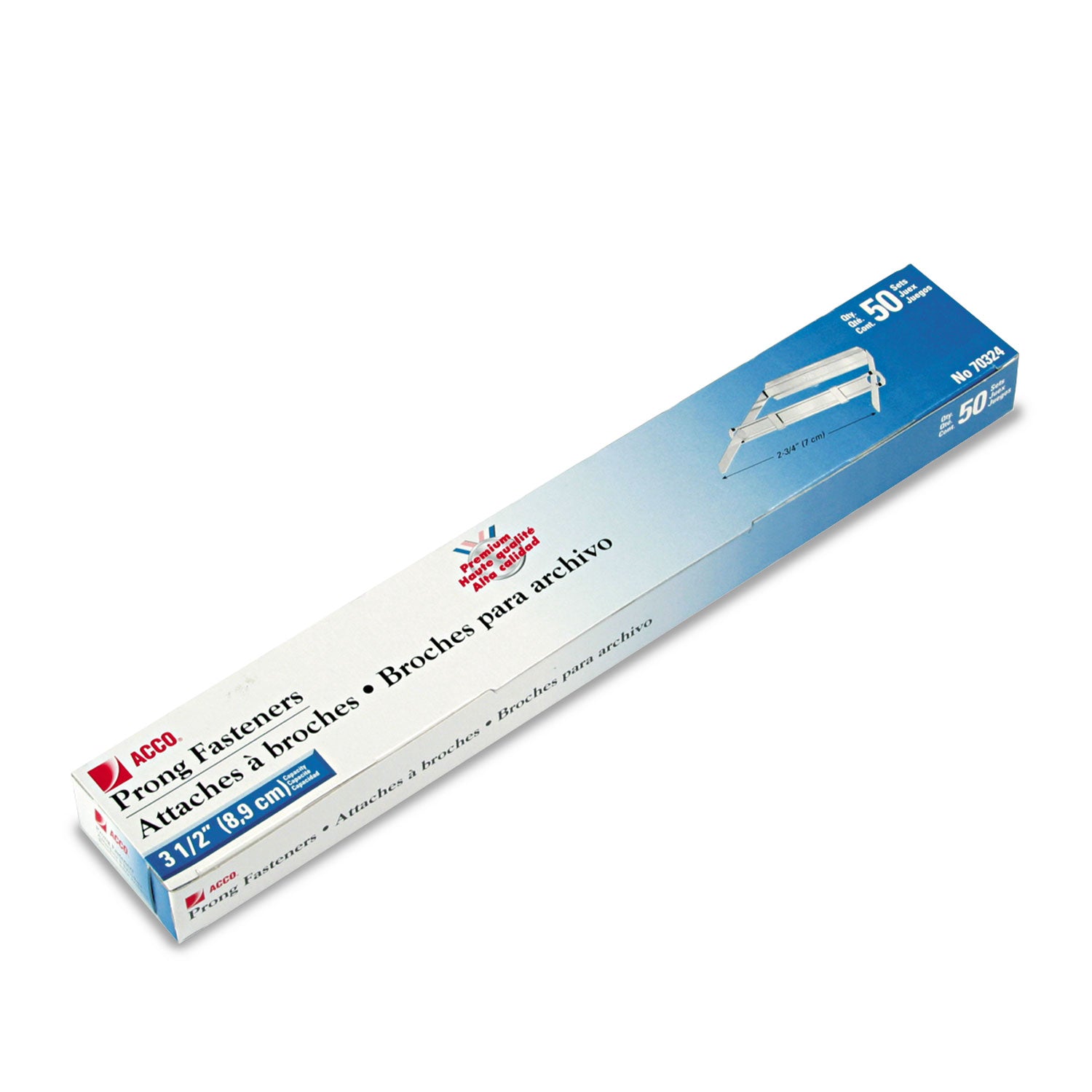 ACCO Premium Two-Piece Two-Prong Paper Fastener Sets - 3.5