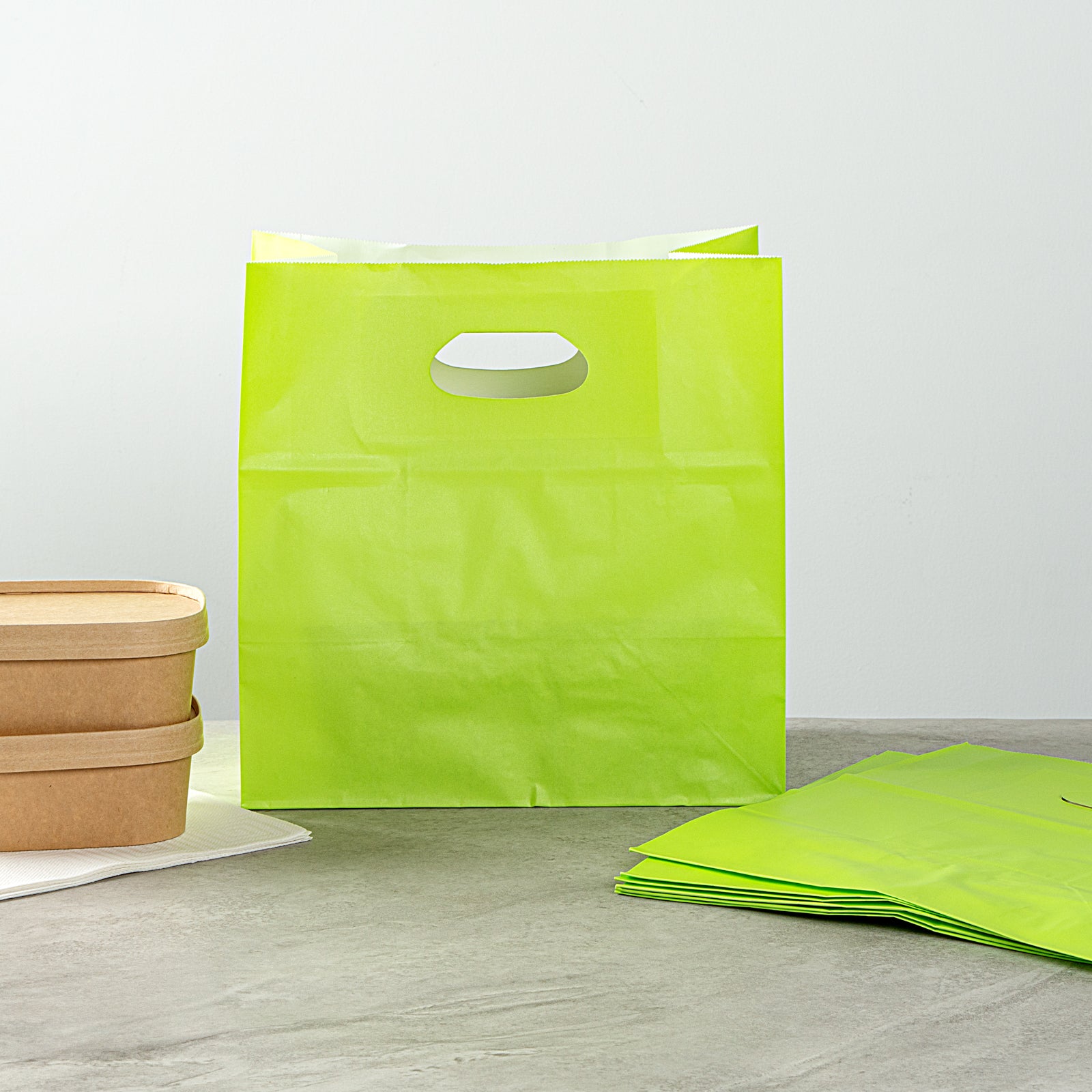 Eco-Friendly Rectangle Paper Take Out Bags with Handles - 11