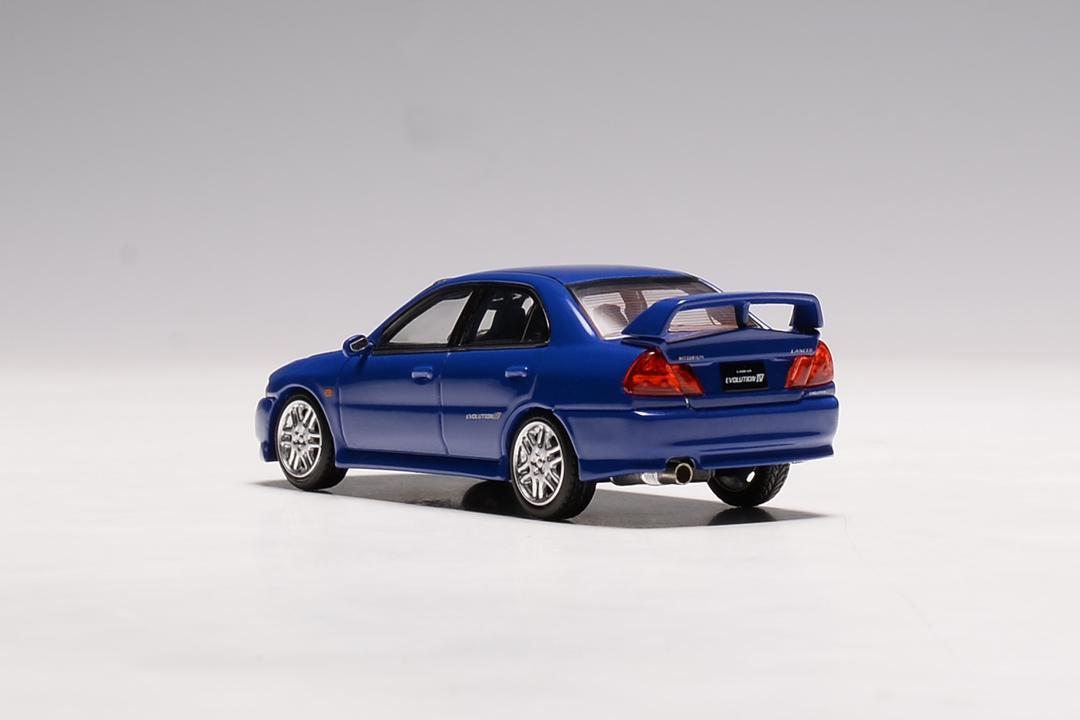 PREORDER MotorHelix 1:64 Scale Diecast Mitsubishi Lancer Evolution IV Model Car in Icelle Blue - Collectible Miniature for Display, Racing Enthusiasts & Car Lovers