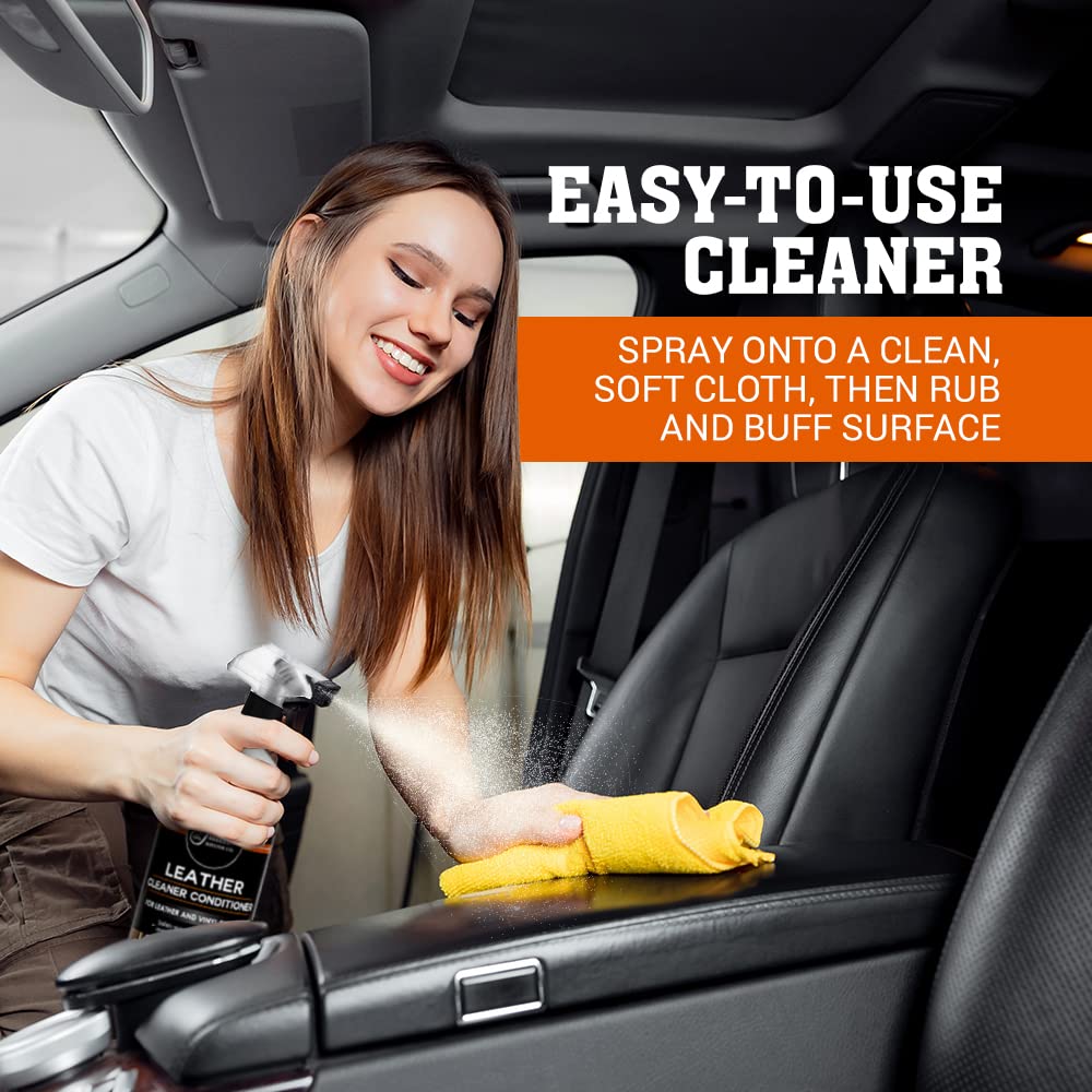 Premium Leather Cleaner & Conditioner Kit (6 Pack) - Deep Cleaning & Conditioning for Sofas, Car Seats, Bags & More - Restores & Protects Genuine Leather