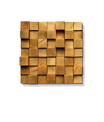 Modern Square Wood Acoustic Sound Diffuser Panel - Gold Mosaic Wall Decor for Home Studio, Office & Living Room Soundproofing