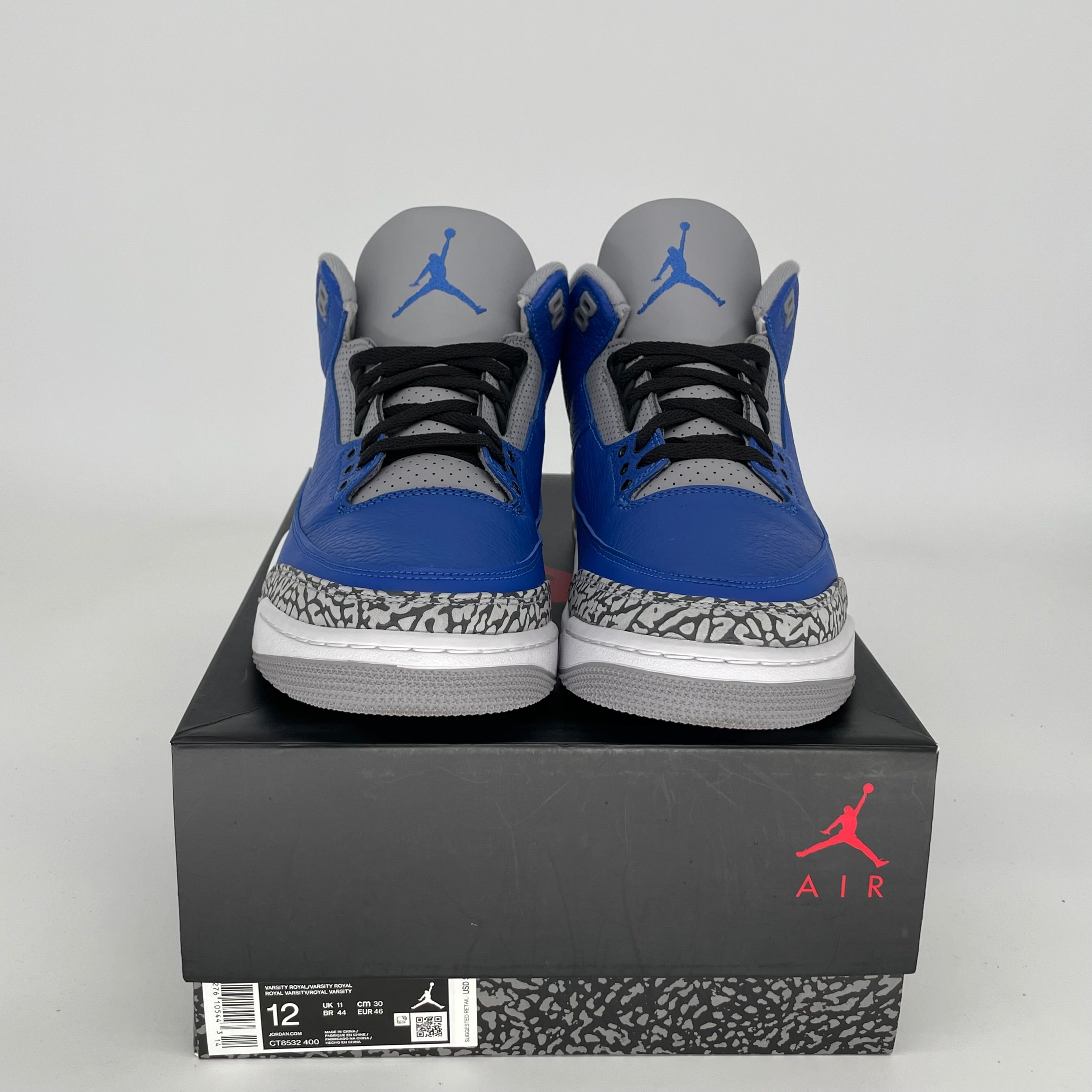 AIR JORDAN 3 VARSITY ROYAL CEMENT Men's Basketball Shoes - Size 12 (CT8532-400) | Retro Sneakers for Streetwear & Sports Performance
