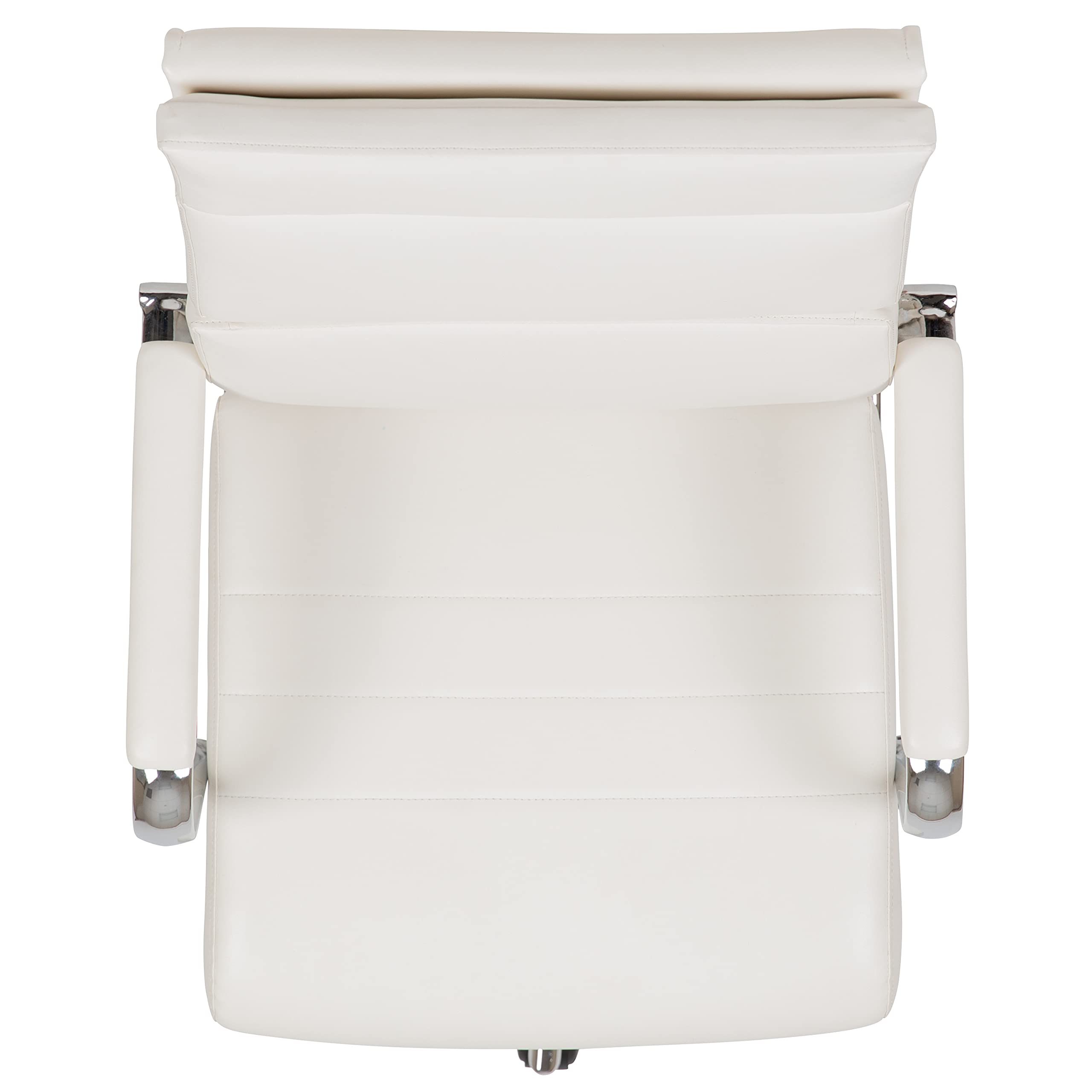 EMMA + OLIVER High Back White LeatherSoft Contemporary Panel Executive Swivel Office Chair - Ergonomic Desk Chair for Home & Office Workspace - Perfect for Long Hours of Sitting, Computer Work, and Video Conferencing