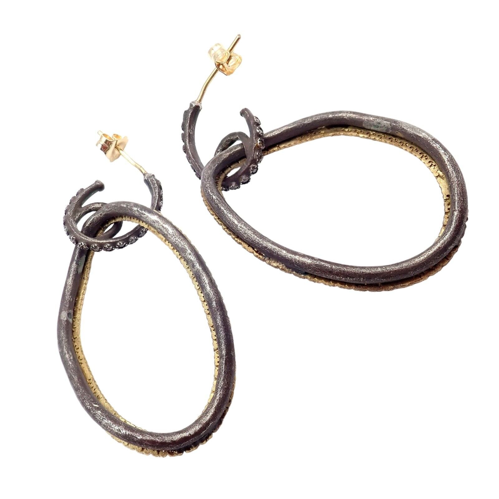 18K Yellow Gold & Blackened Sterling Silver Diamond Statement Earrings for Women | Luxury Dangle Earrings for Parties, Weddings & Special Occasions
