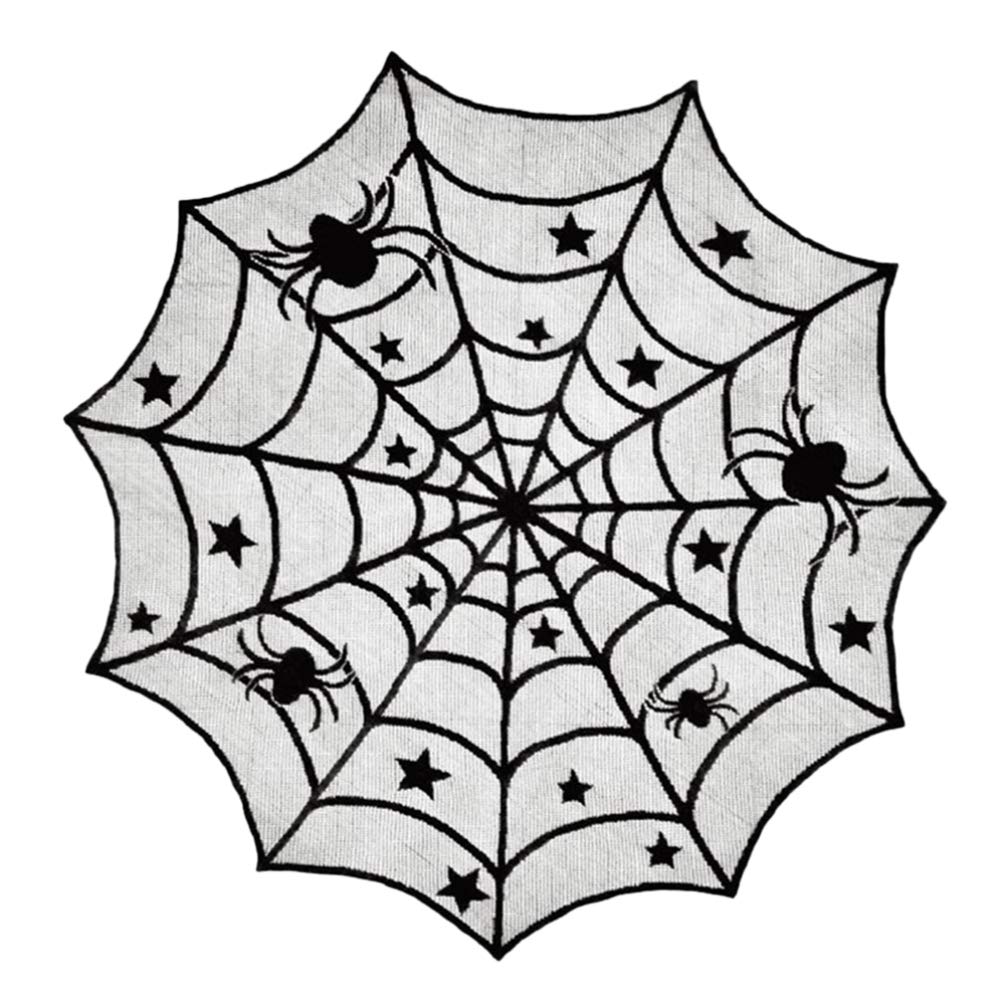 Premium Japanese Quilting Fabrics - Round Lace Tablecloth for Dining Table Decor, Halloween Party, Home Decor (Black Mesh Spider Design) - Perfect for Holiday Dinners, Themed Parties & Elegant Home Decorating