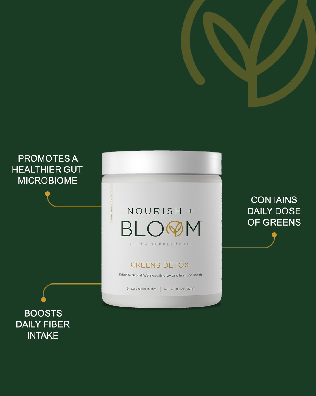 Nourish + Bloom Super Greens Powder - Organic Detox & Energy Boost for Daily Wellness | Perfect for Smoothies, Juices & Healthy Lifestyles