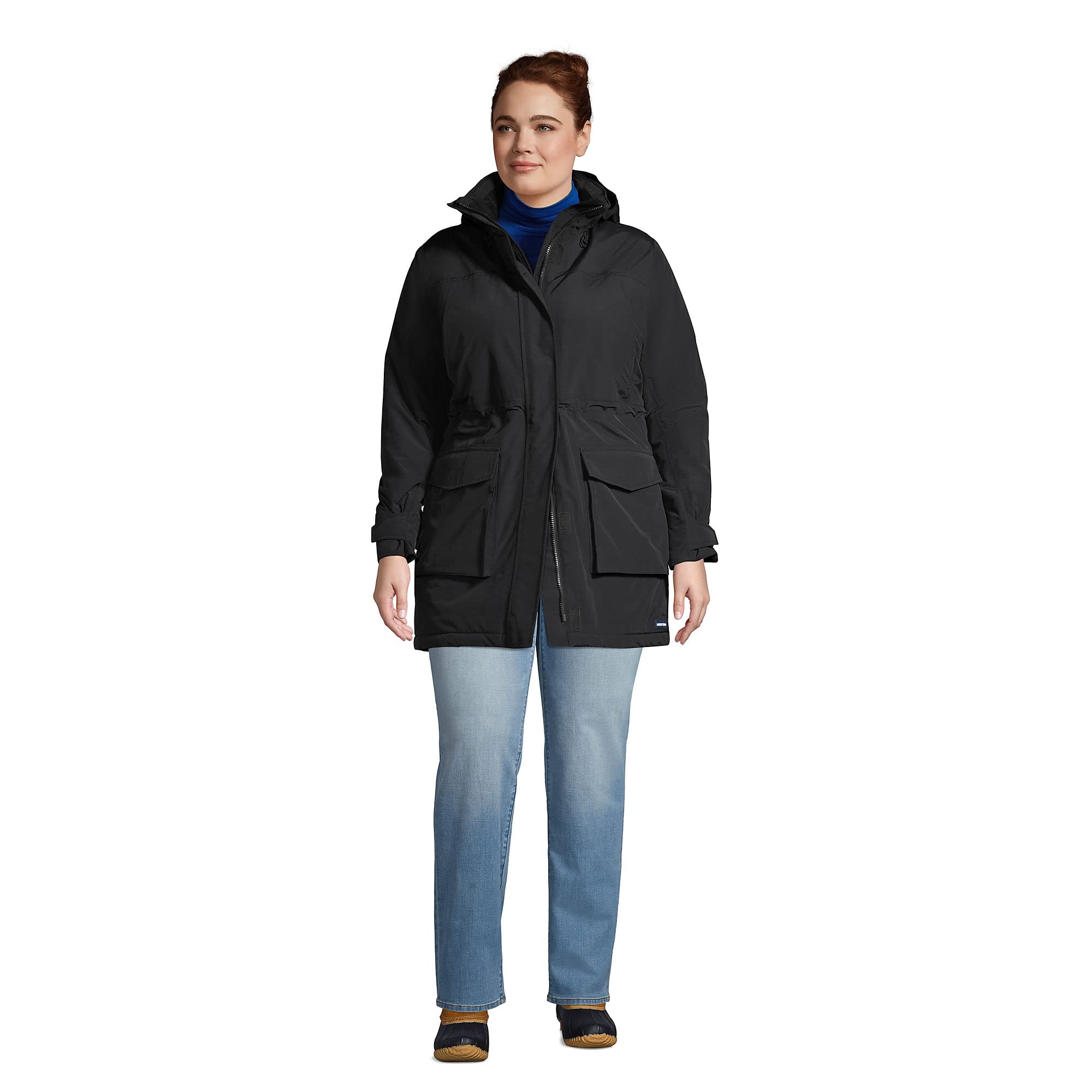Lands' End Women's Squall Insulated Parka - Waterproof Winter Coat, Black, Petite Plus Size 3X - Perfect for Cold Weather, Snow Activities & Outdoor Adventures