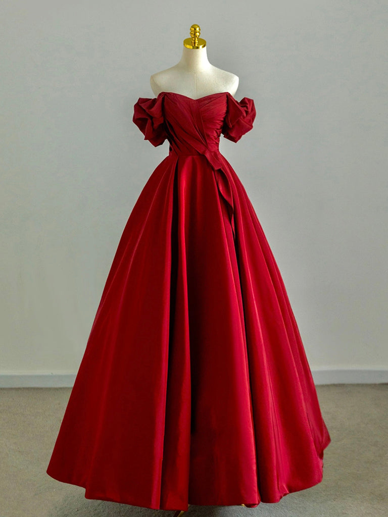 Elegant A-Line Off-Shoulder Satin Dark Blue Long Prom Dress - Formal Evening Gown for Homecoming, Ball & Special Occasions